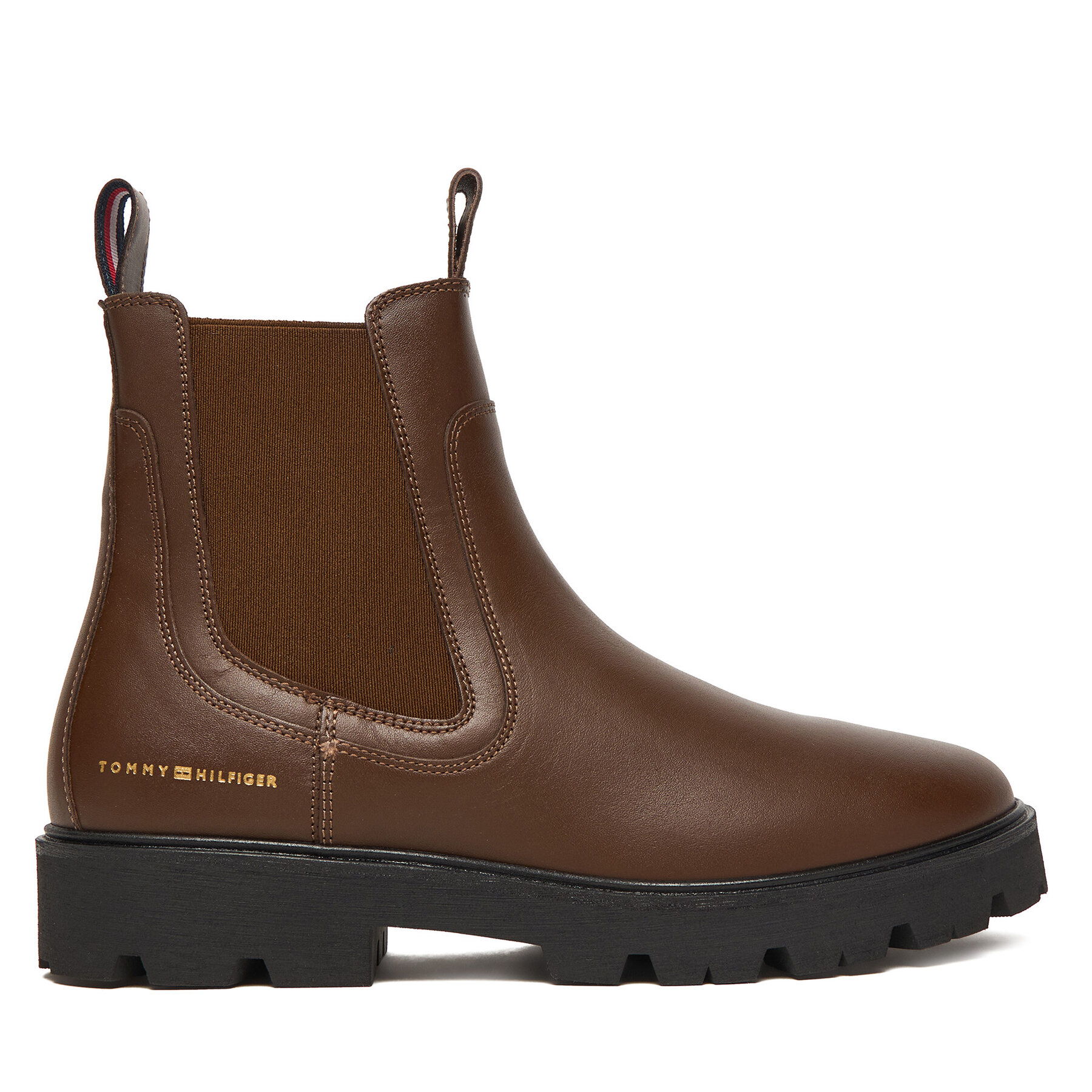 Tommy Hilfiger Sztyblety Lthr Low Chelsea FW0FW08775 Brązowy