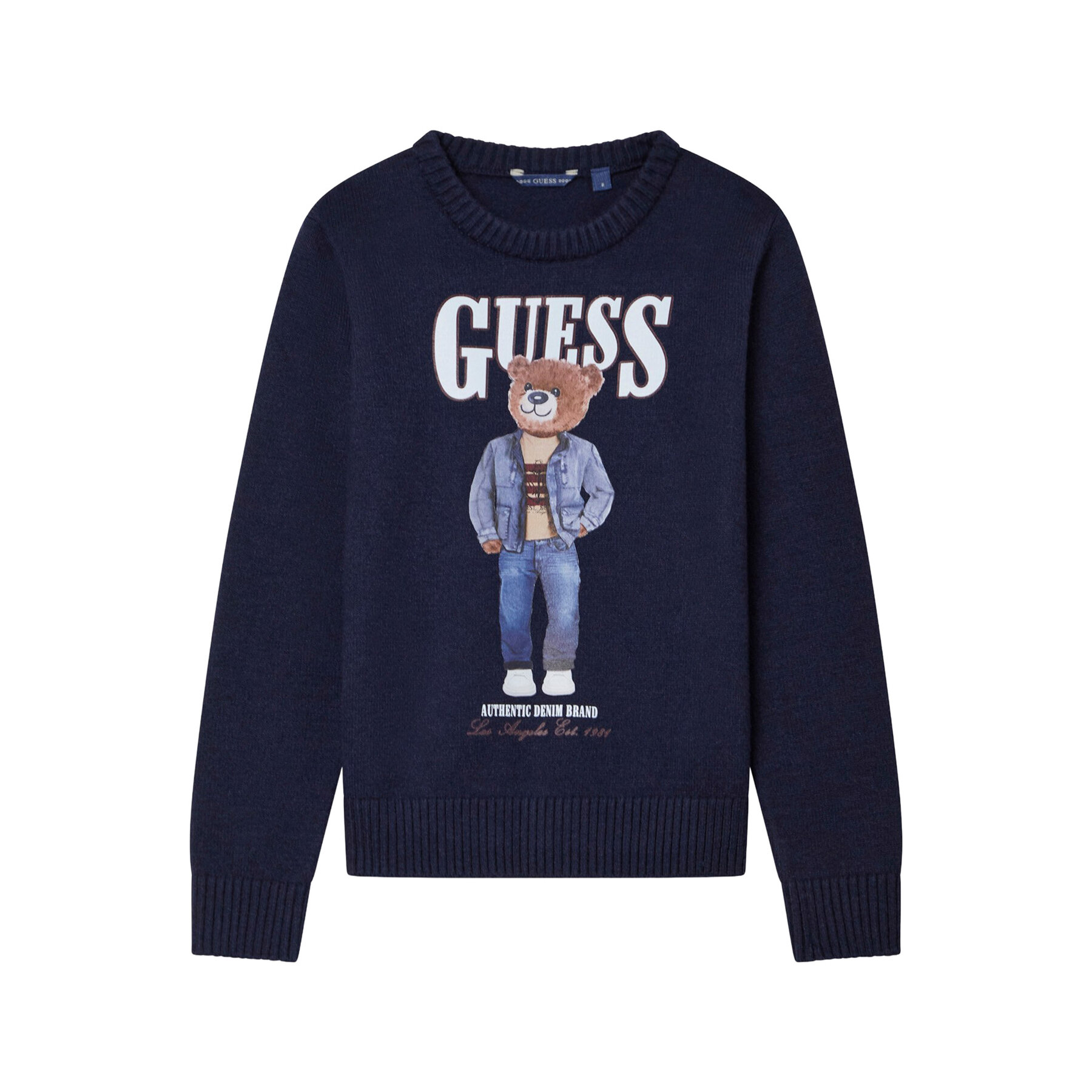 Guess Sweter L6RR04 Z2ZK2 Granatowy Regular Fit