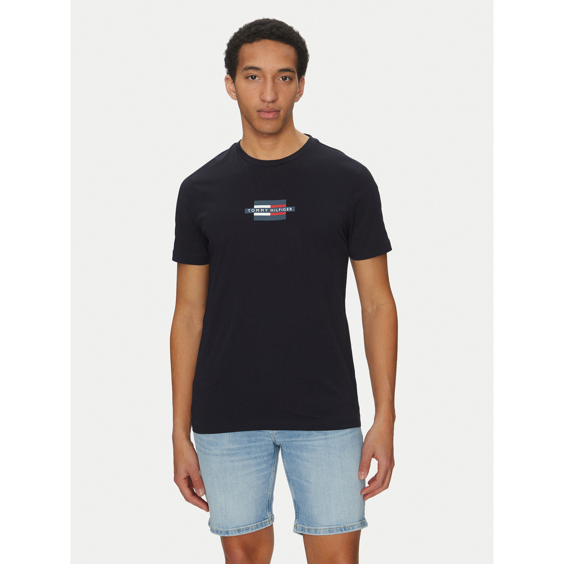 Tommy Hilfiger T-Shirt Flag Box MW0MW38636 Granatowy Regular Fit