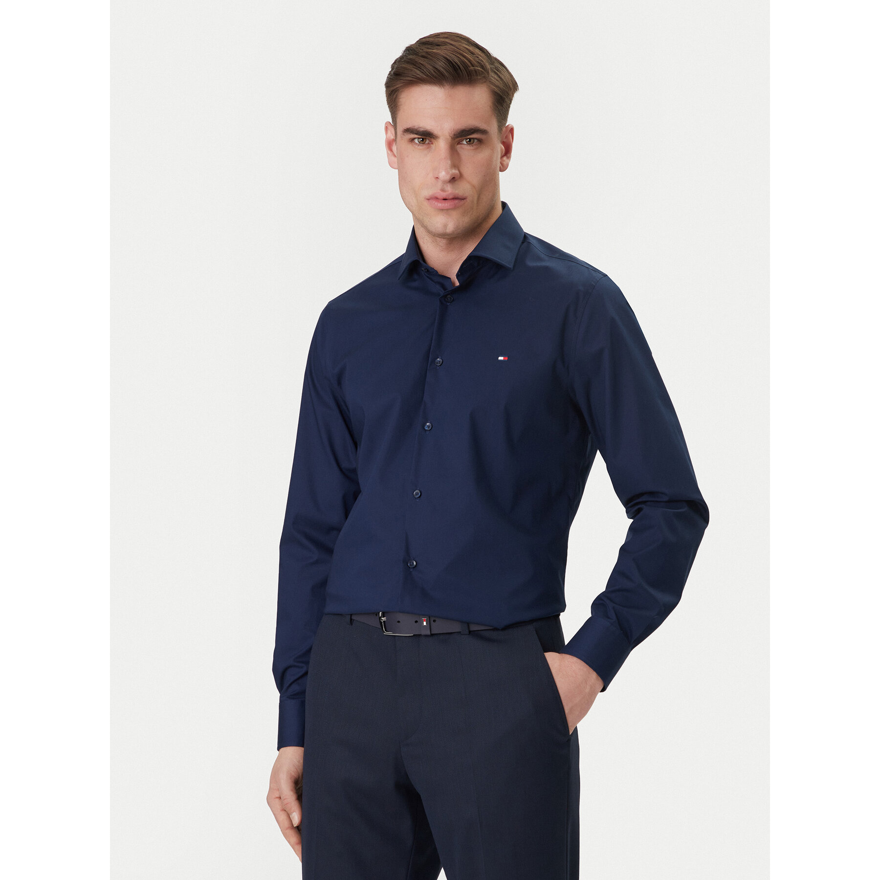 Tommy Hilfiger Koszula MW0MW43122 Granatowy Slim Fit