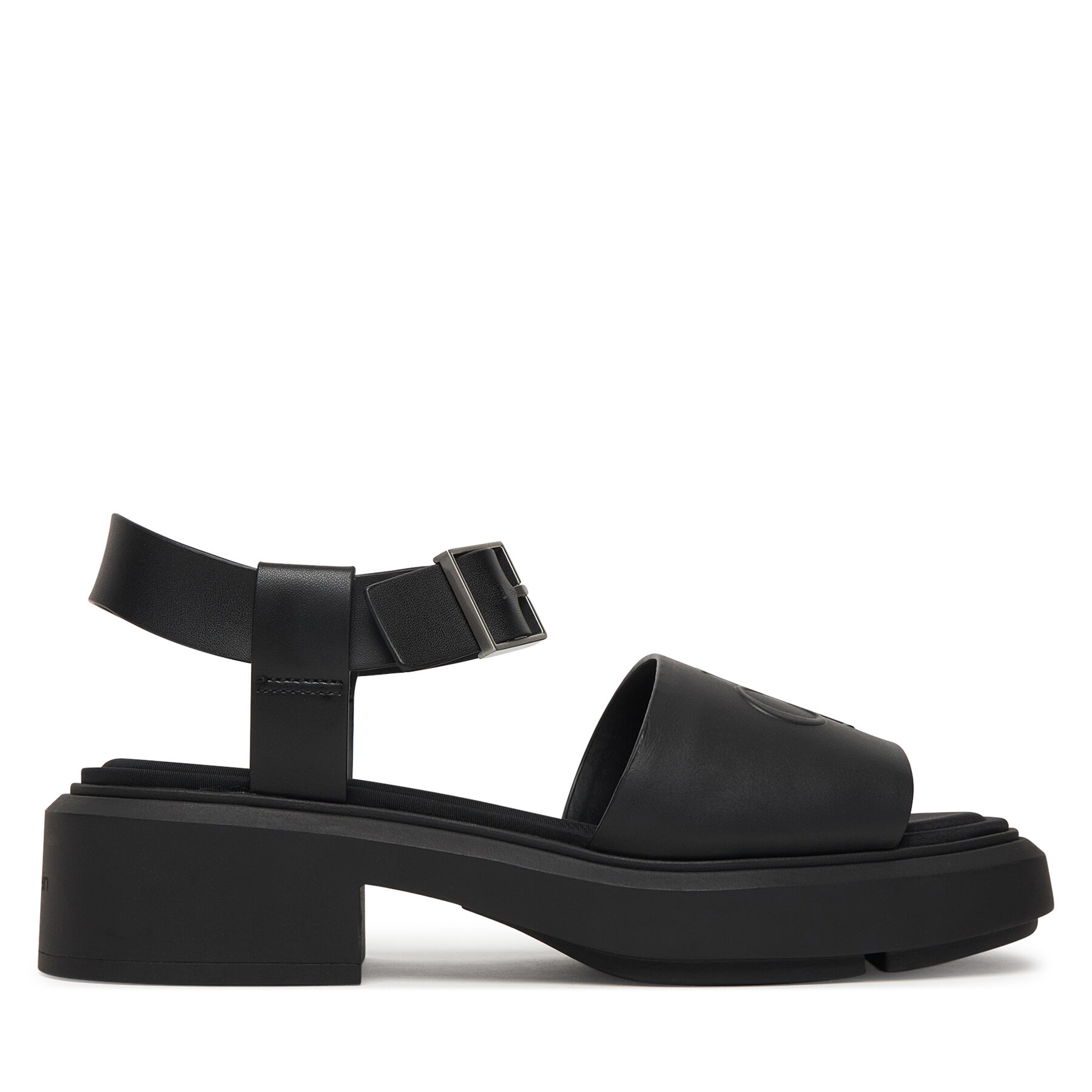 Calvin Klein Sandały Chunky Sandal Lth Mg HW0HW03131 Czarny