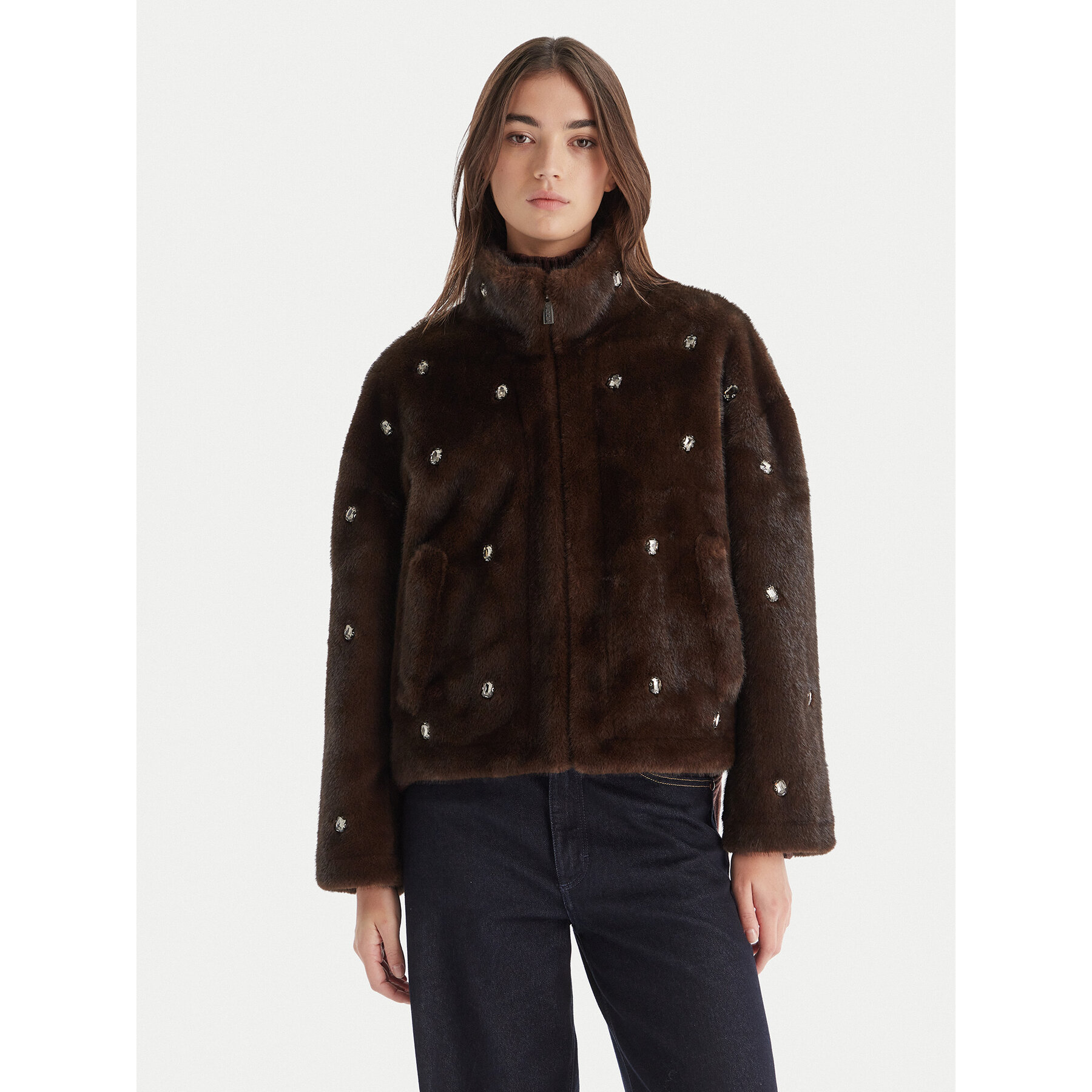 ViCOLO Futro TF0047 Brązowy Regular Fit