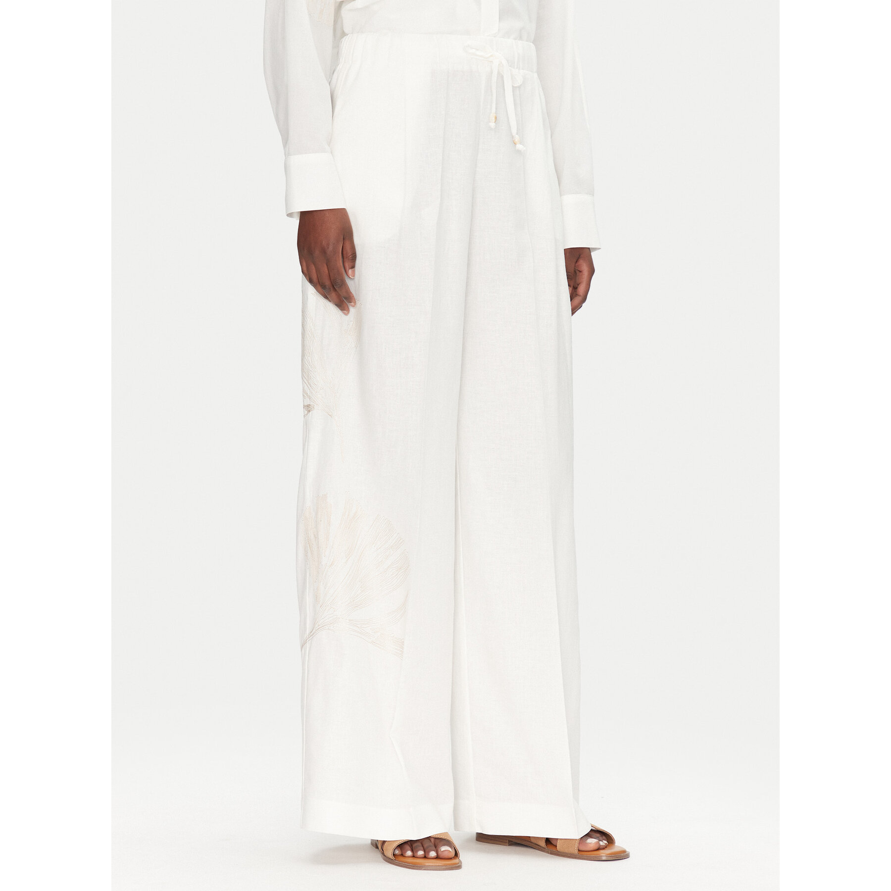 ACCESS FASHION Spodnie palazzo 53-5087-133 Biały Wide Leg