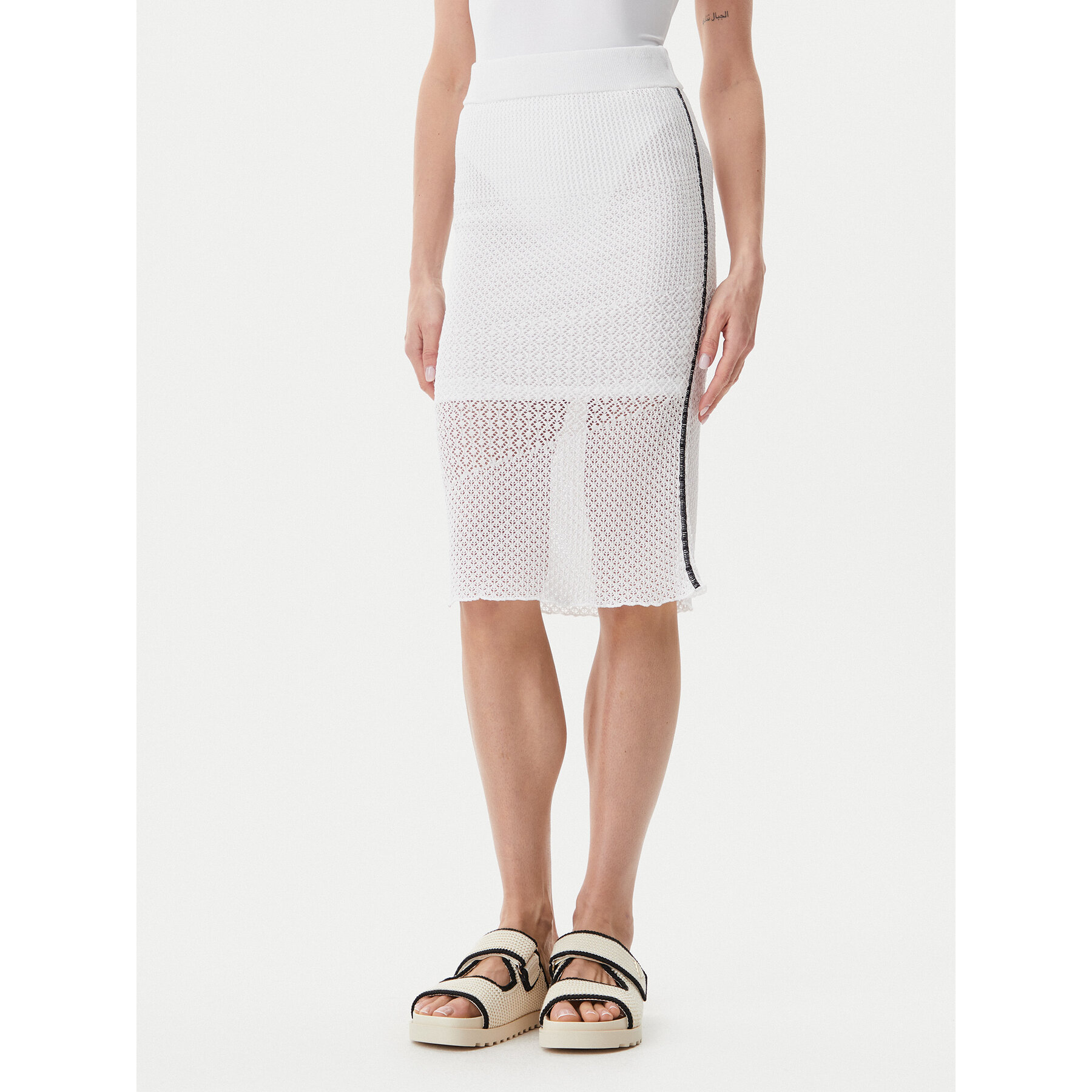 PINKO Spódnica midi Trivor 104892 A2EB Biały Regular Fit
