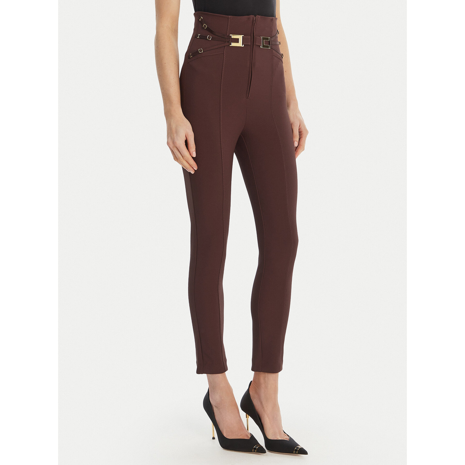 Elisabetta Franchi Spodnie materiałowe PA-158-61E2-V350 Brązowy Skinny Fit