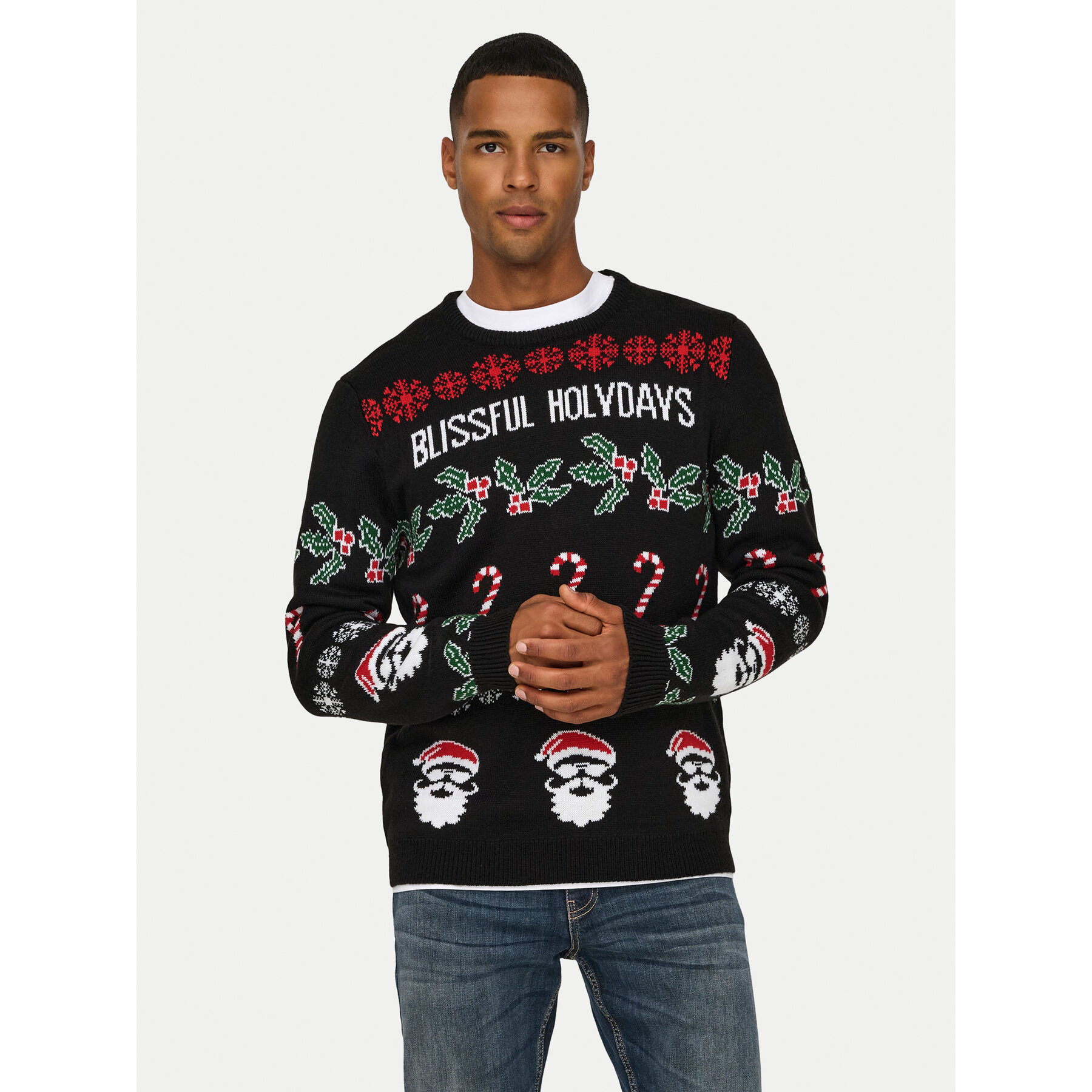 Only & Sons Sweter Xmas 22031171 Czarny Regular Fit