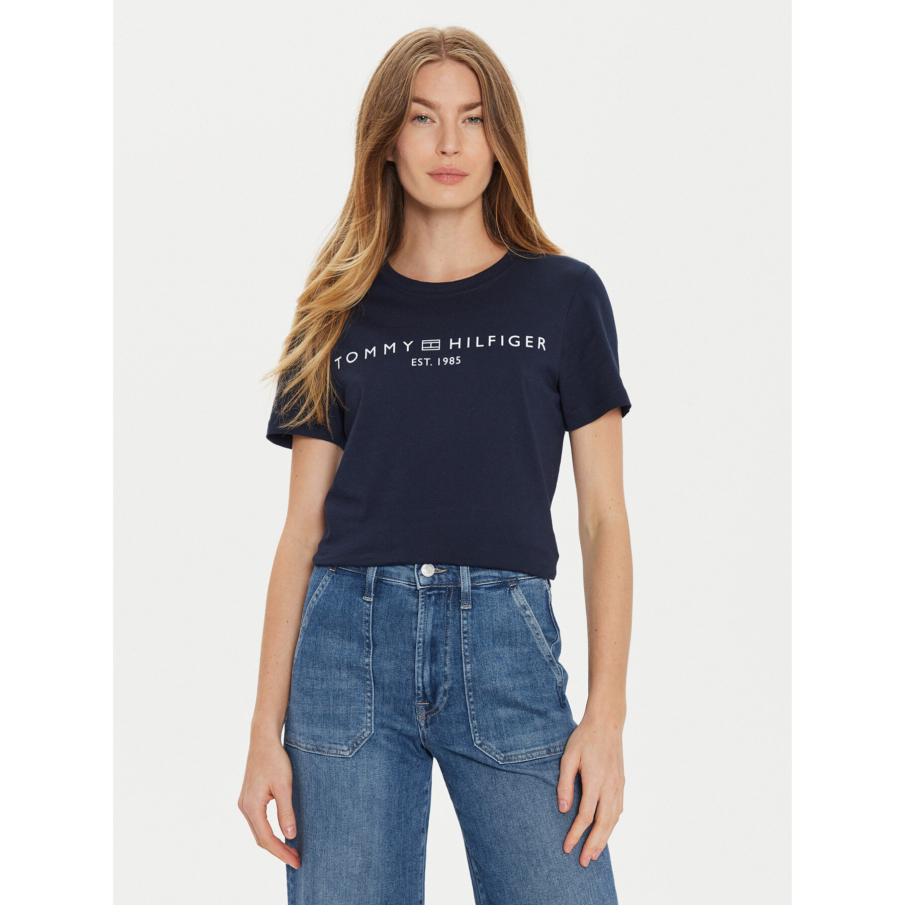 Tommy Hilfiger T-Shirt WW0WW40276 Granatowy Regular Fit