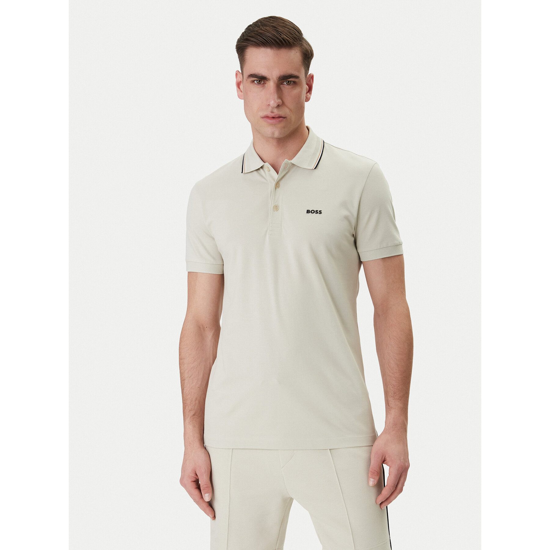 BOSS Polo Birdie Paule 50559365 Beżowy Slim Fit