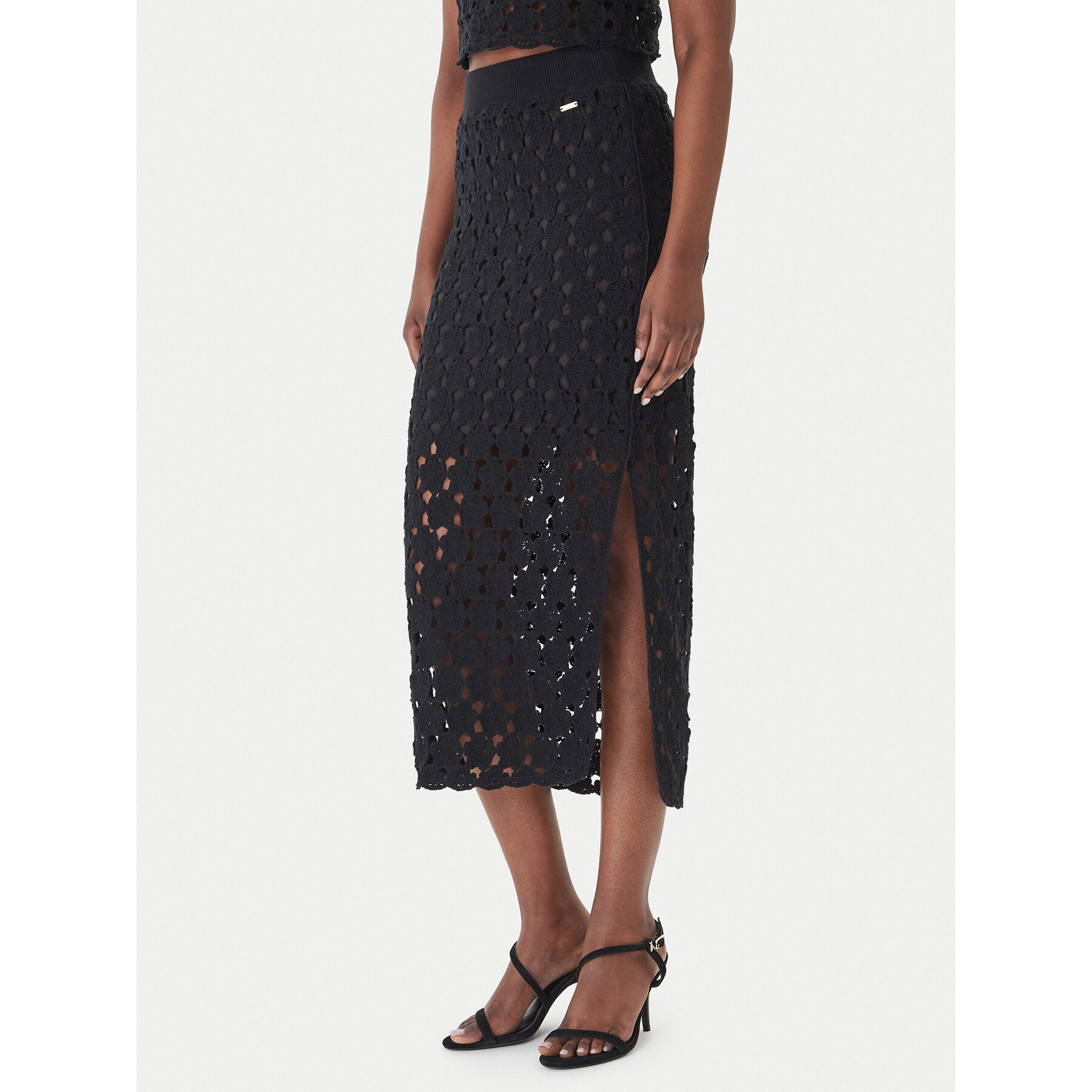 Fracomina Spódnica midi FR26SG4008K488R6 Czarny Slim Fit