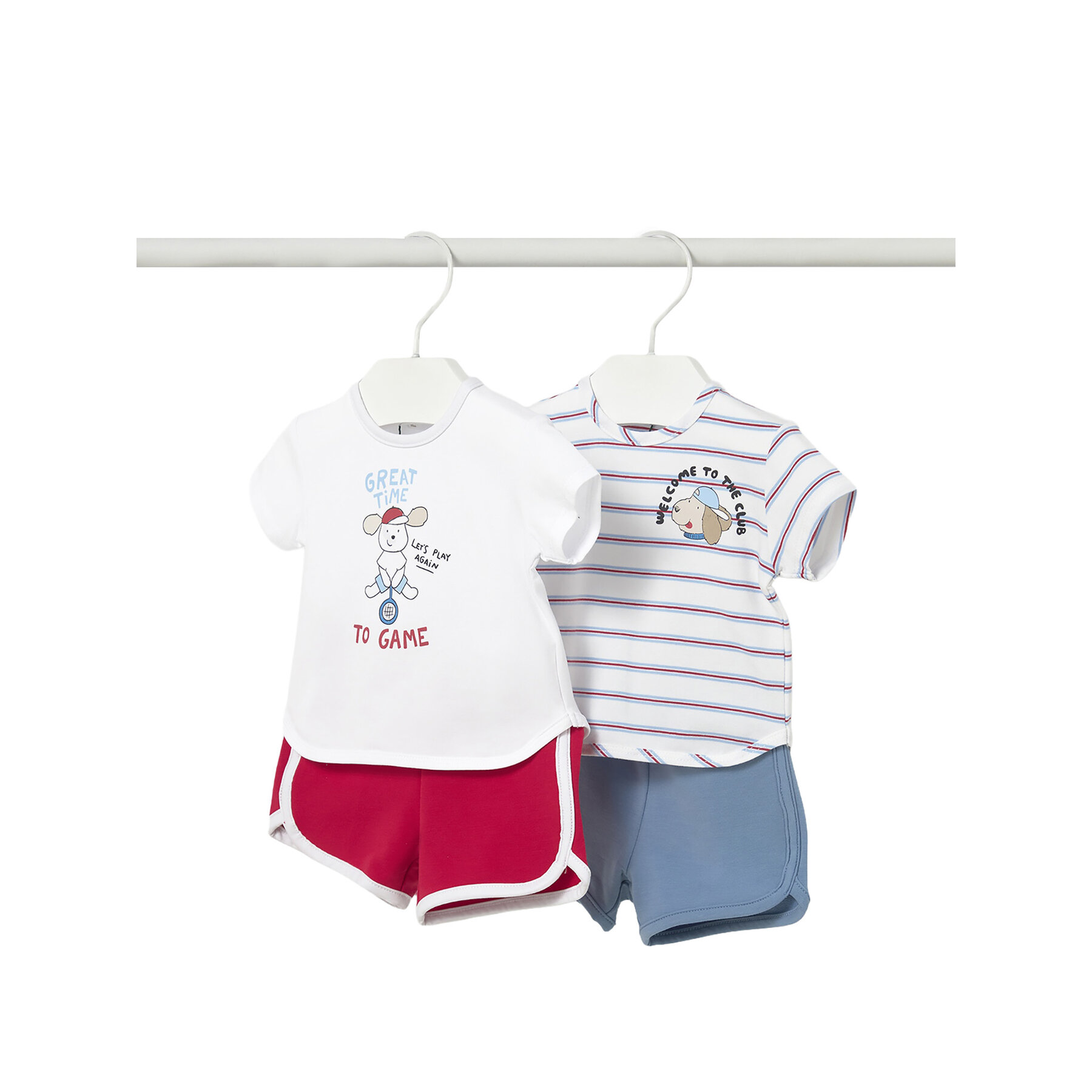 Mayoral Komplet 2 t-shirtów i spodenek 1627 Biały Regular Fit