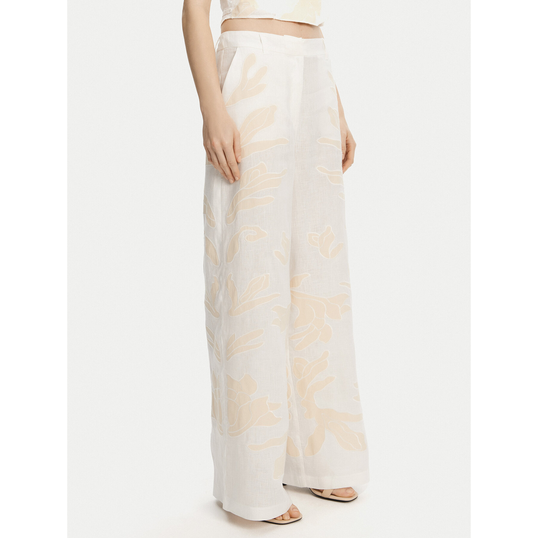 Marella Spodnie materiałowe Kadiak 2513131212 Biały Wide Leg