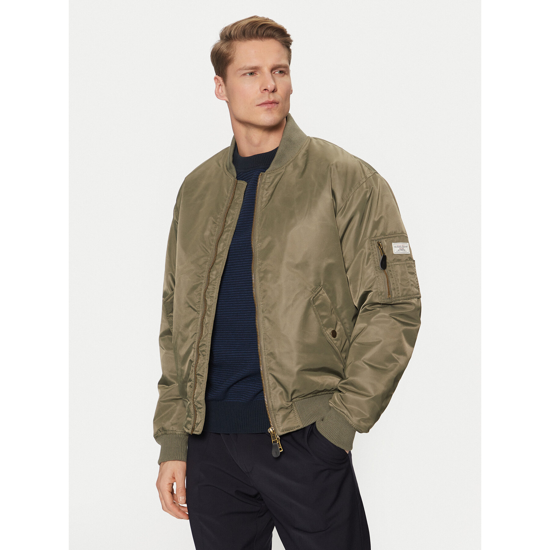 Guess Jeans Kurtka bomber M5RL81 WHAA2 Khaki Regular Fit