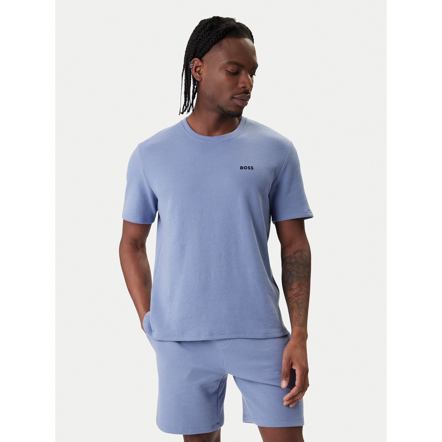 BOSS T-Shirt Waffle 50535891 Błękitny Regular Fit