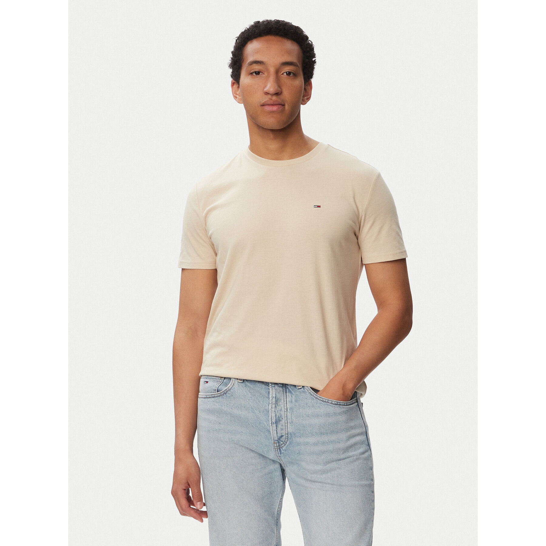 Tommy Jeans T-Shirt Jaspe Htr Tee Ext DM0DM20363 Beżowy Slim Fit