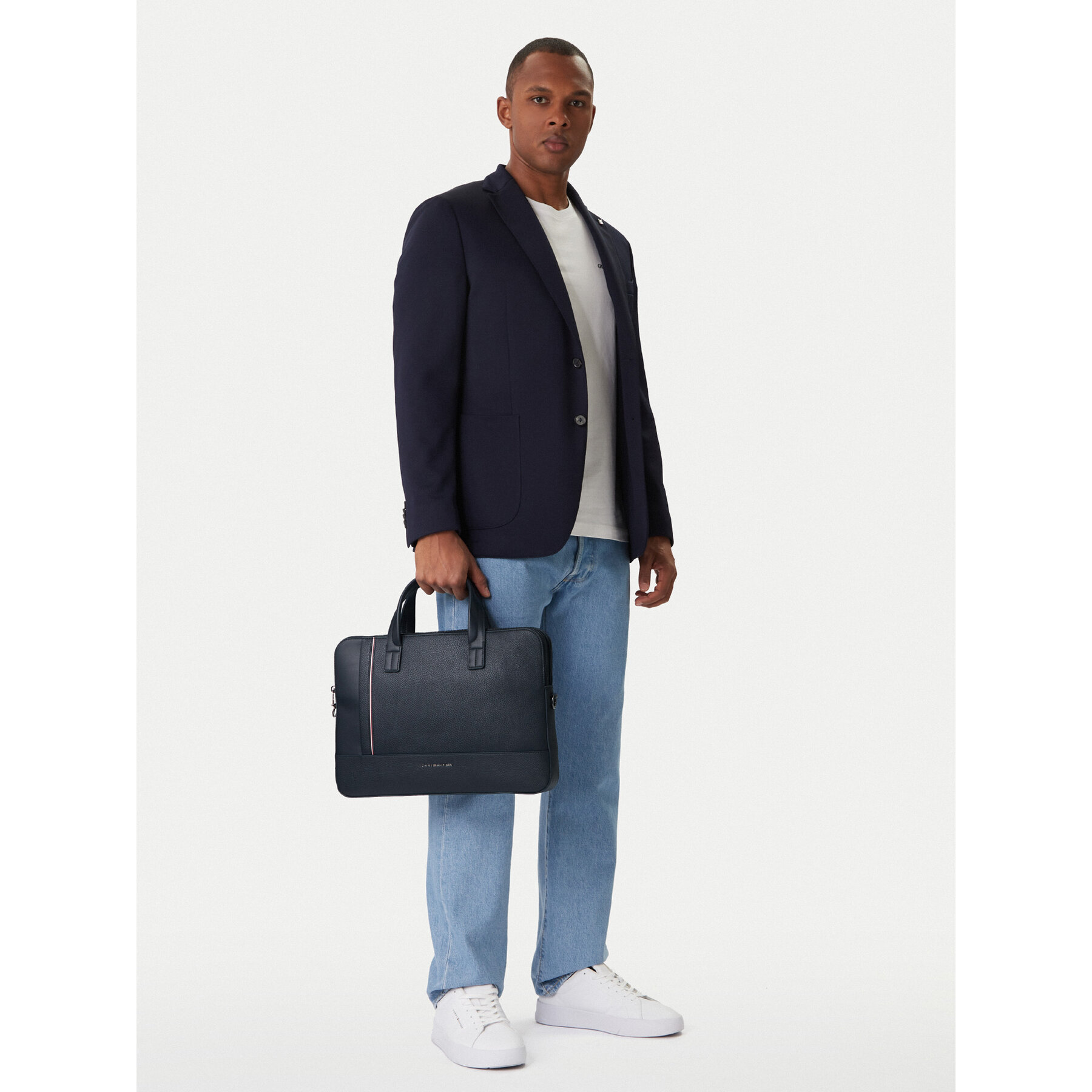 Tommy Hilfiger Torba na laptopa Th Central Slim Computer Bag AM0AM13631 Granatowy