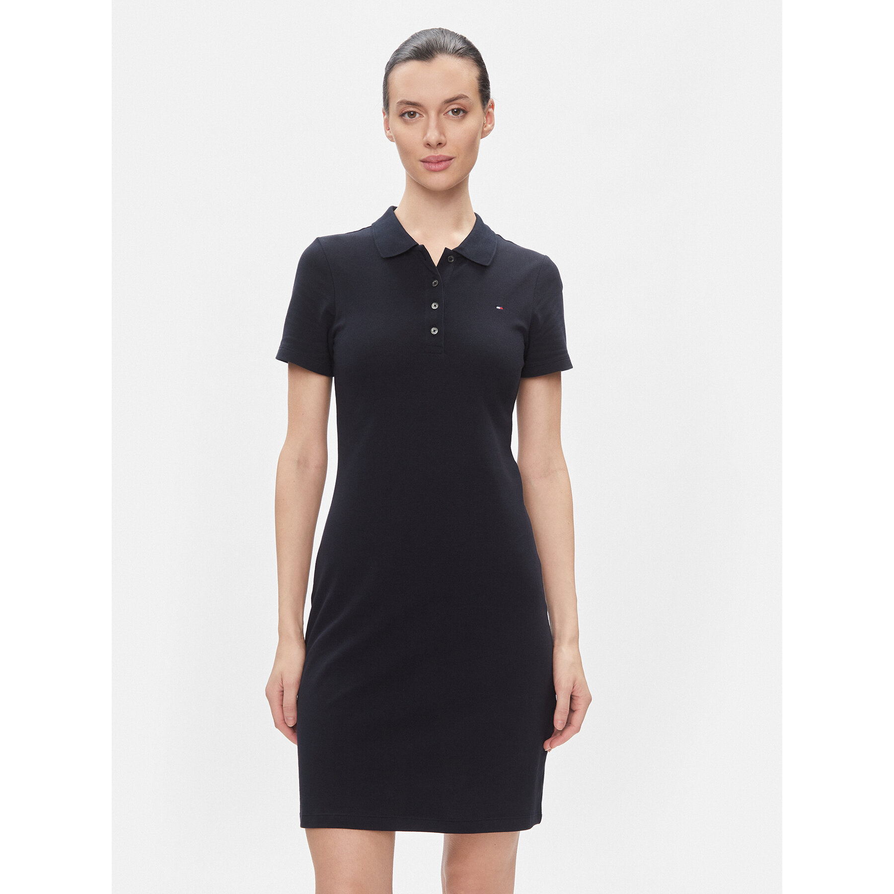 Tommy Hilfiger Sukienka codzienna 1985 Slim Pique Polo Dress Ss WW0WW42048 Granatowy Slim Fit