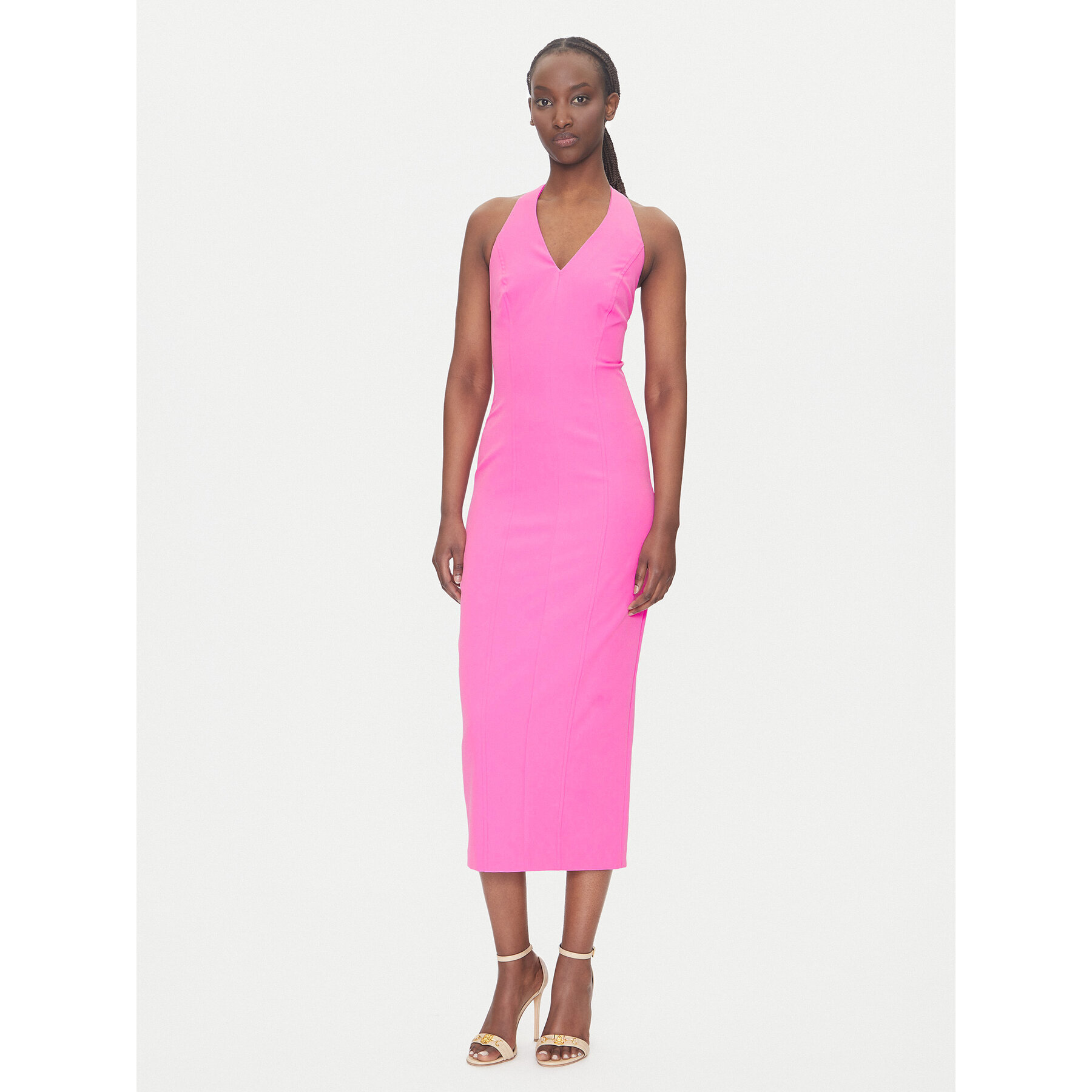 ACCESS FASHION Sukienka elegancka 53-3403 Różowy Regular Fit