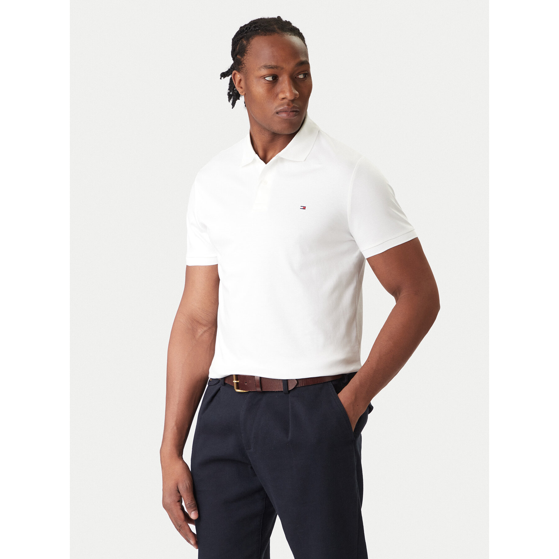 Tommy Hilfiger Polo Essential MW0MW35585 Biały Regular Fit