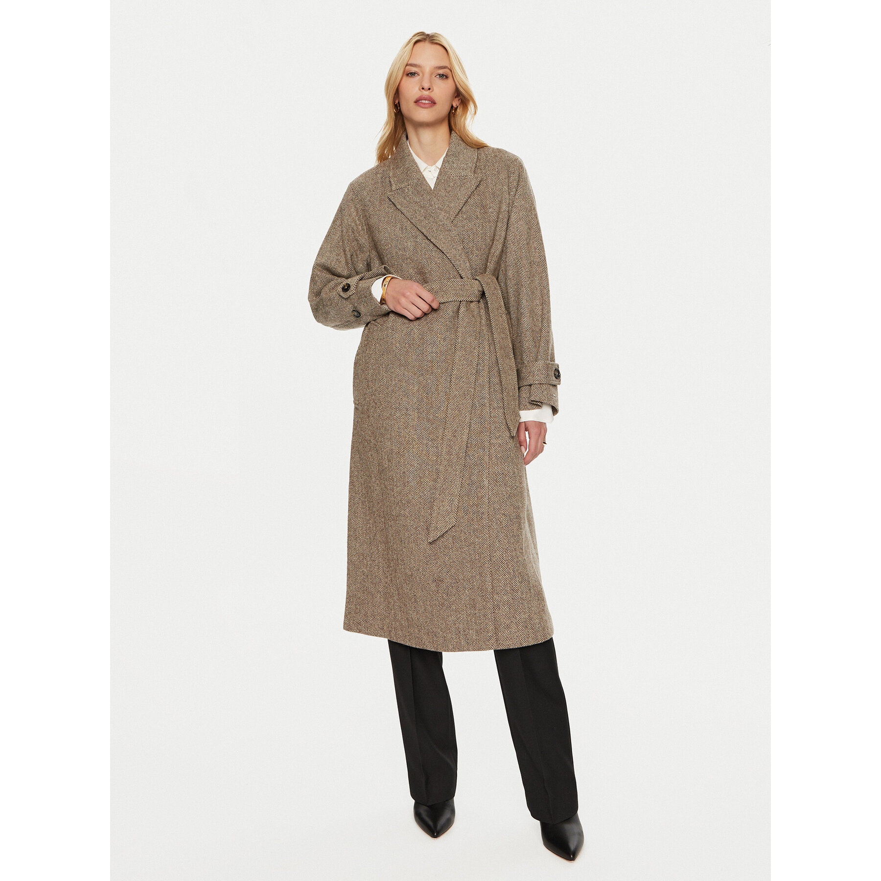 Tommy Hilfiger Płaszcz wełniany WW0WW43159 Beżowy Regular Fit