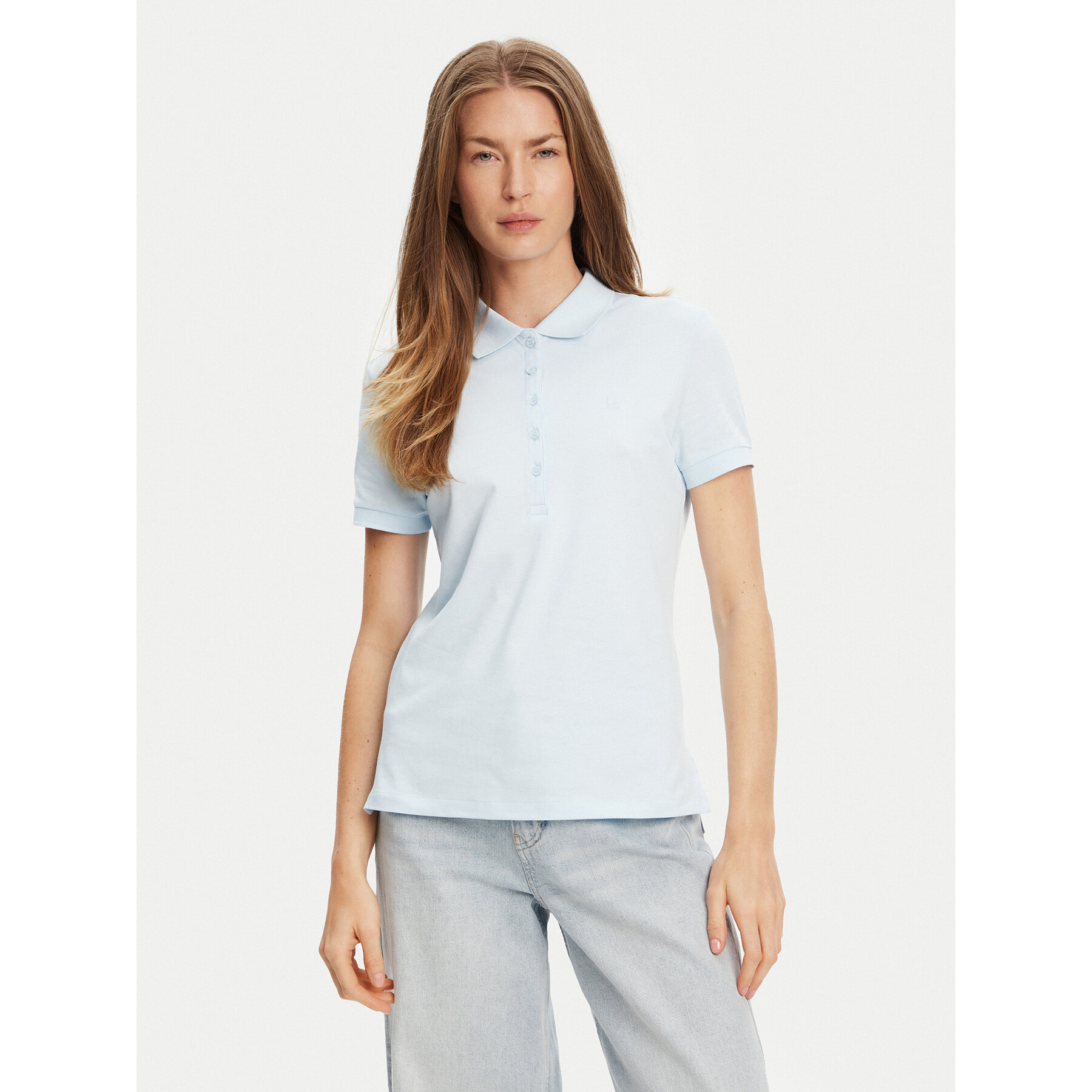 United Colors Of Benetton Polo 3TQJD300W Błękitny Slim Fit