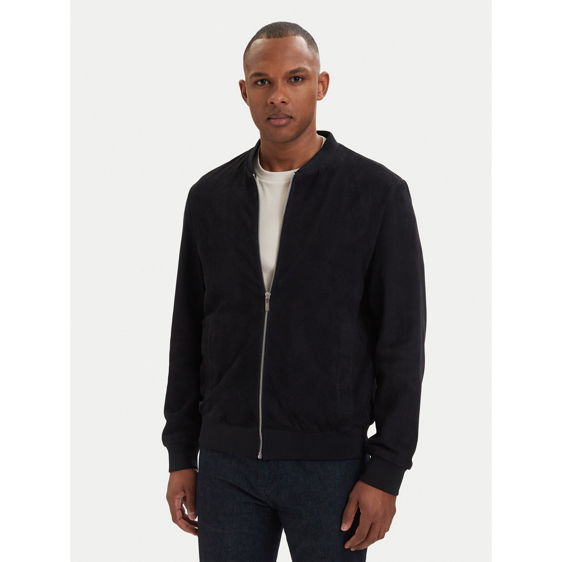 KARL LAGERFELD Kurtka skórzana 555011 562411 Granatowy Regular Fit