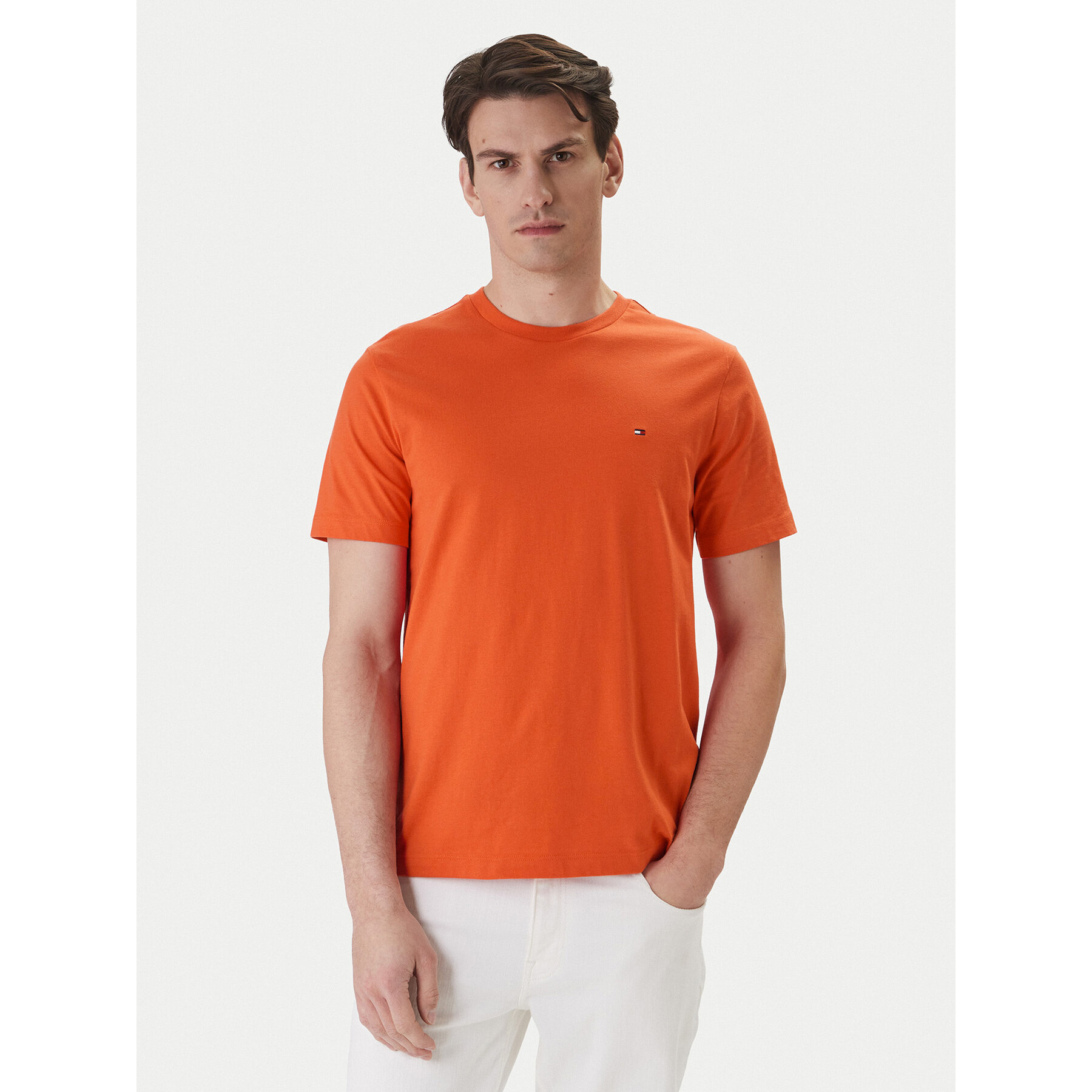Tommy Hilfiger T-Shirt Ess Seasonal MW0MW39995 Pomarańczowy Regular Fit