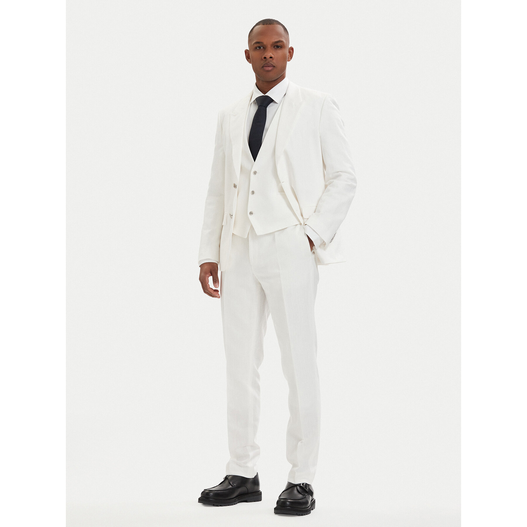 HUGO Garnitur Henry 50559672 Kremowy Slim Fit