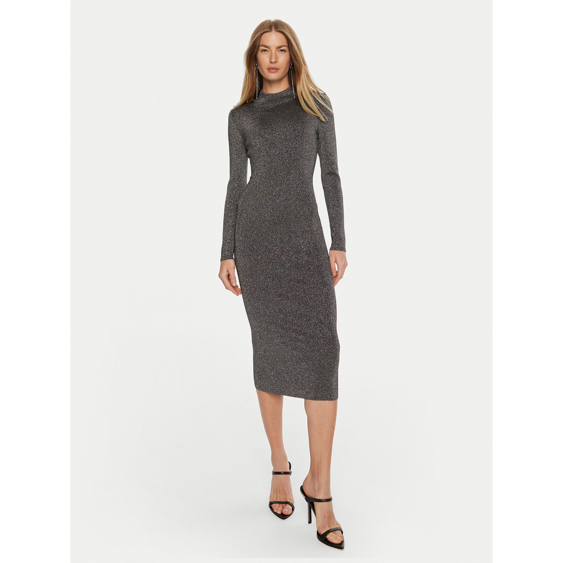 MICHAEL Michael Kors Sukienka dzianinowa MF482KPAFB Srebrny Slim Fit