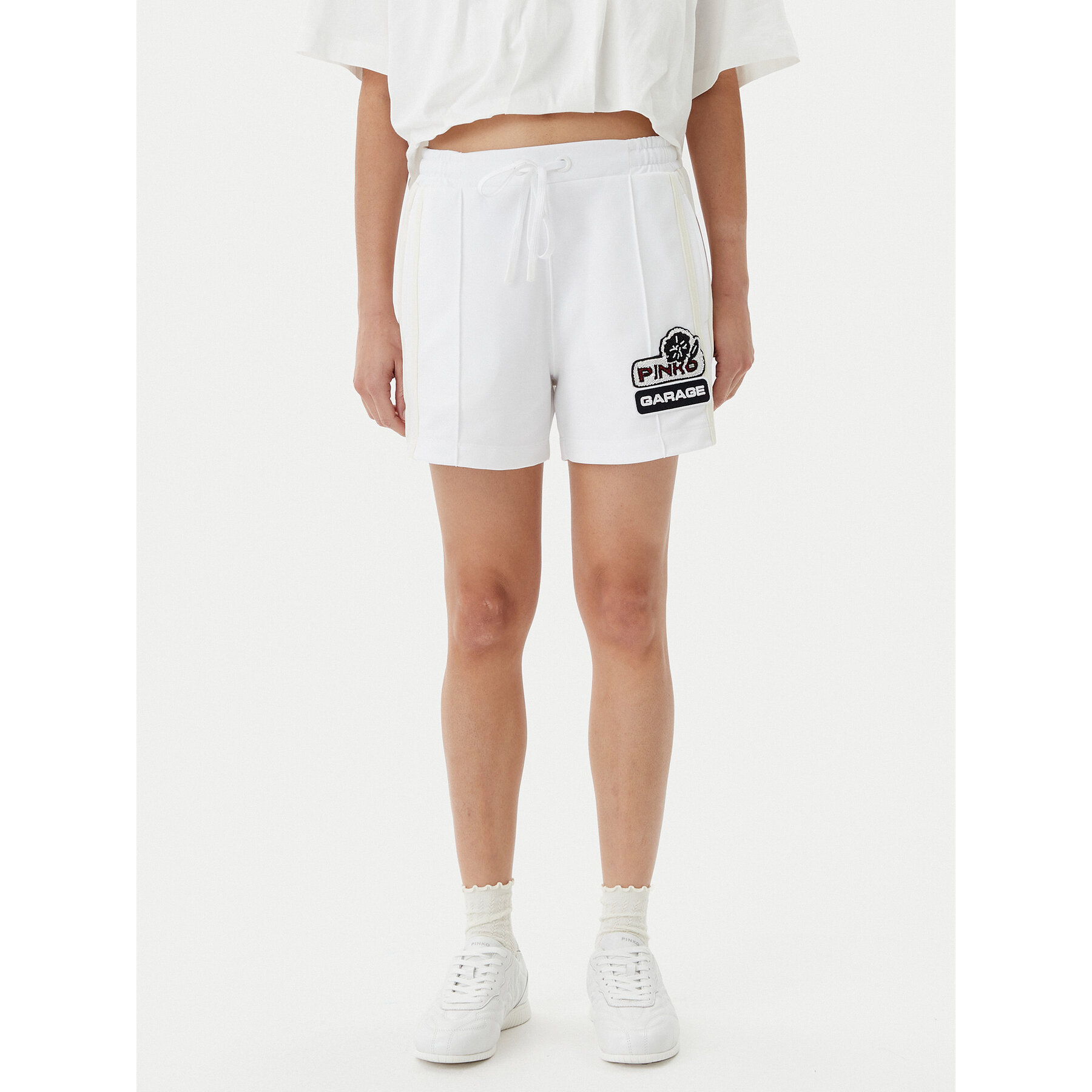 PINKO Szorty sportowe Max Shorts Interlock Tecni 105271 A2MD Biały Regular Fit