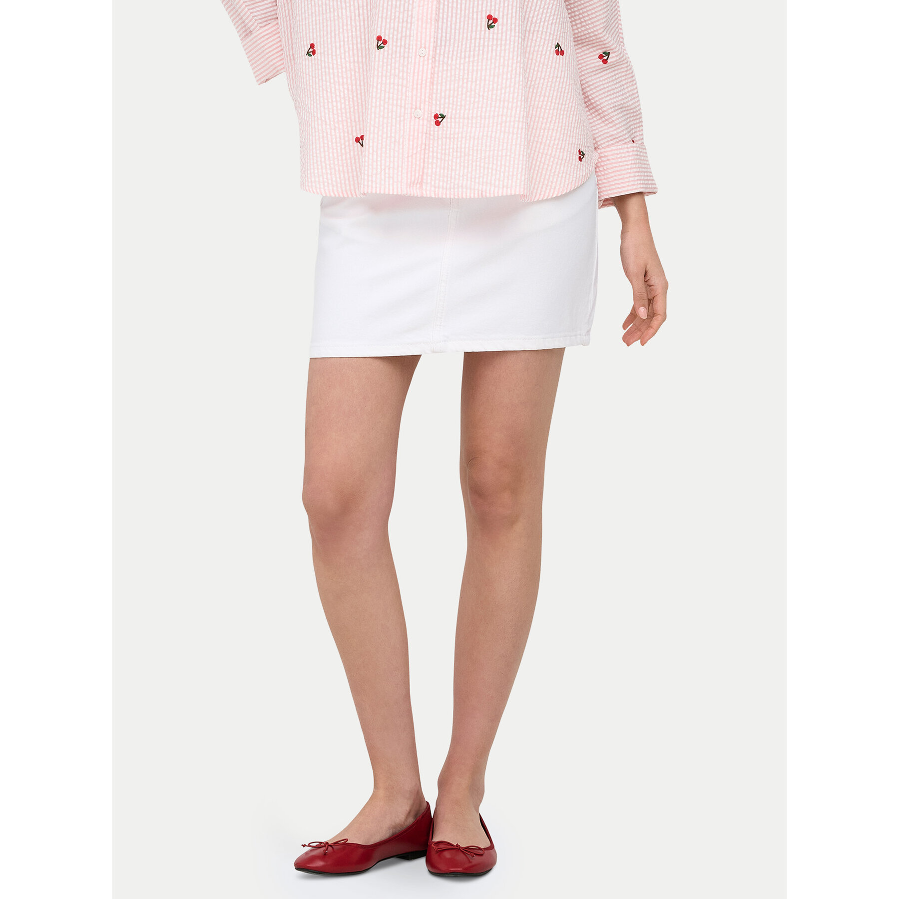 ONLY Spódnica jeansowa Stella 15339630 Biały Regular Fit