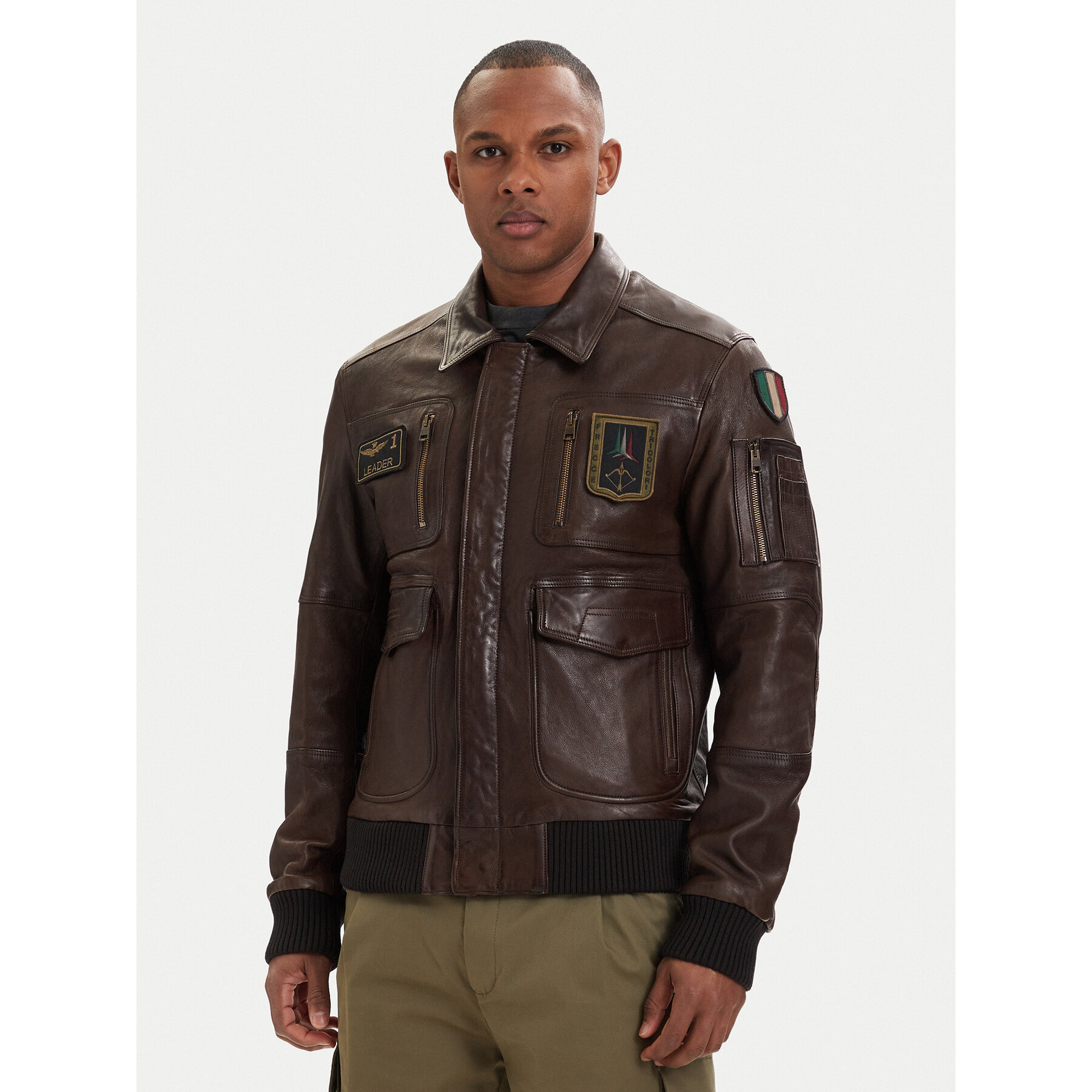 Aeronautica Militare Kurtka skórzana 261PN5058U100839 Brązowy Regular Fit