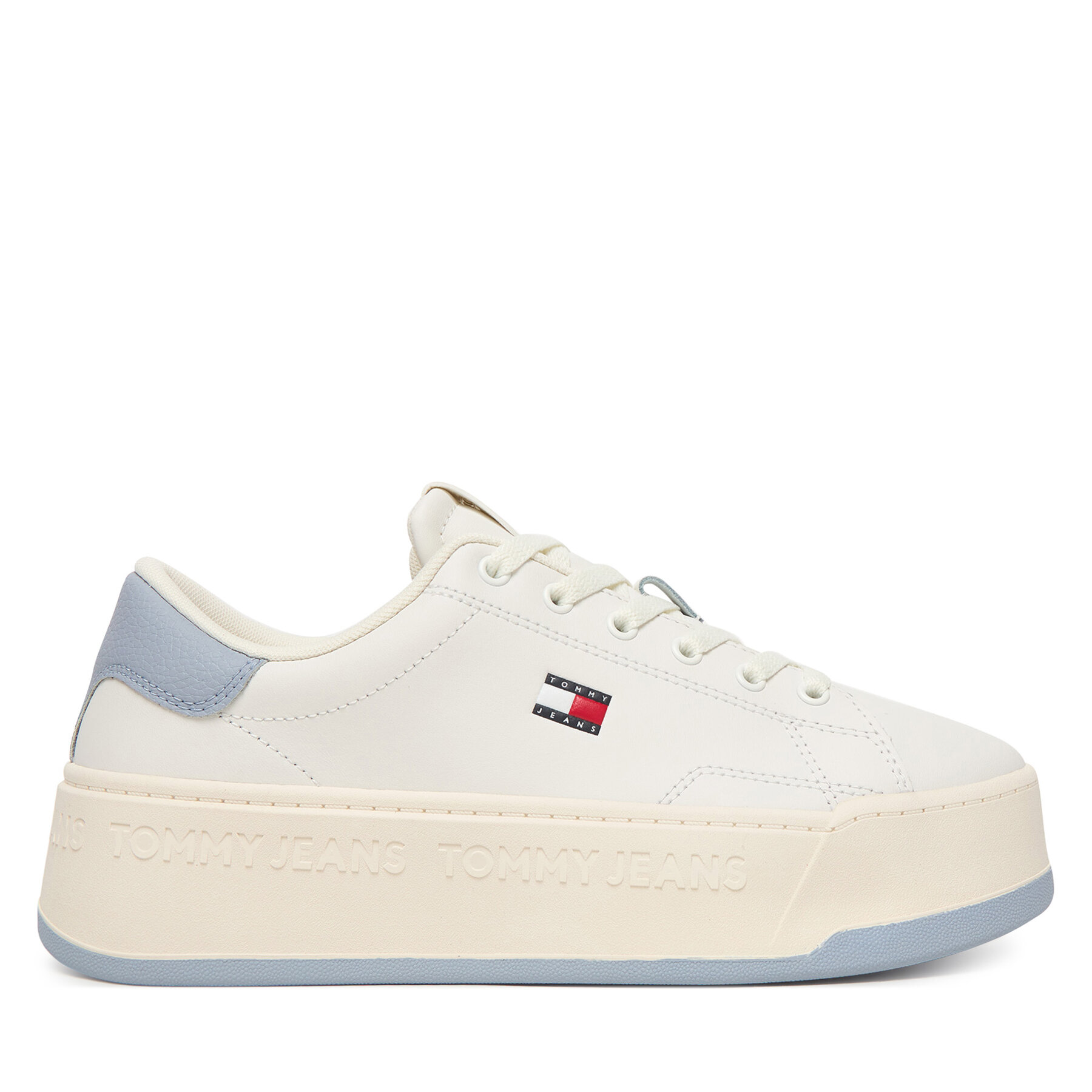 Tommy Jeans Sneakersy Tjw Script Cupsole Flatform EN0EN02961 Kremowy
