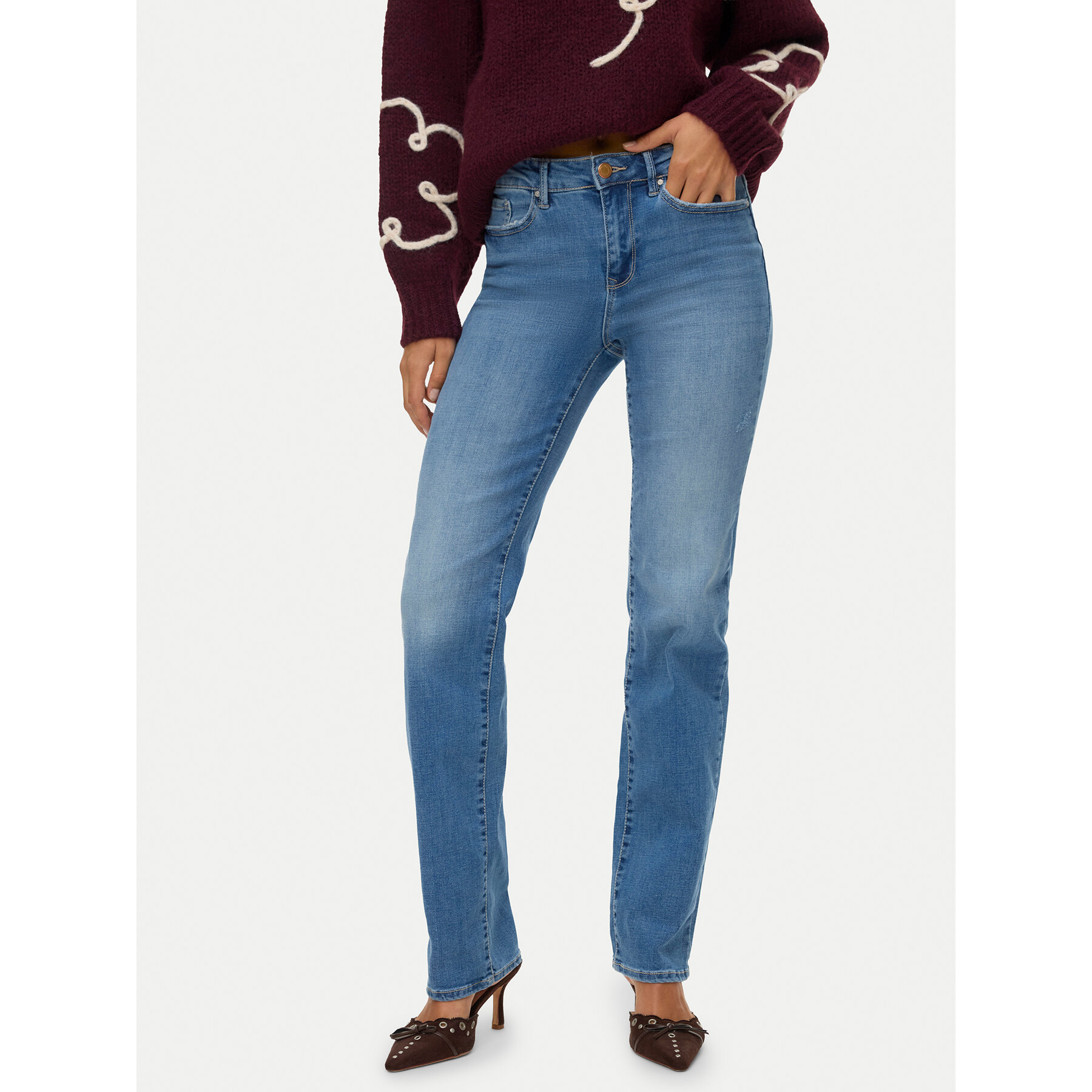 Vero Moda Jeansy Flash 10306823 Niebieski Straight Fit