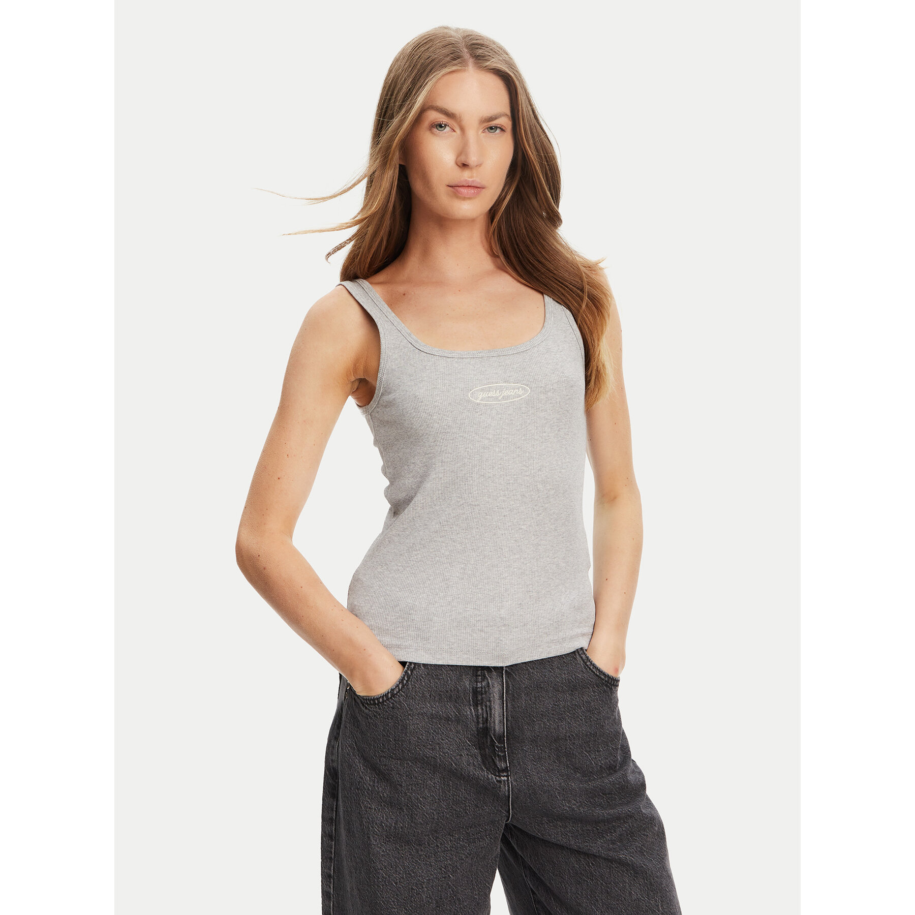 Guess Jeans Top W5YP35 KA0H1 Szary Regular Fit