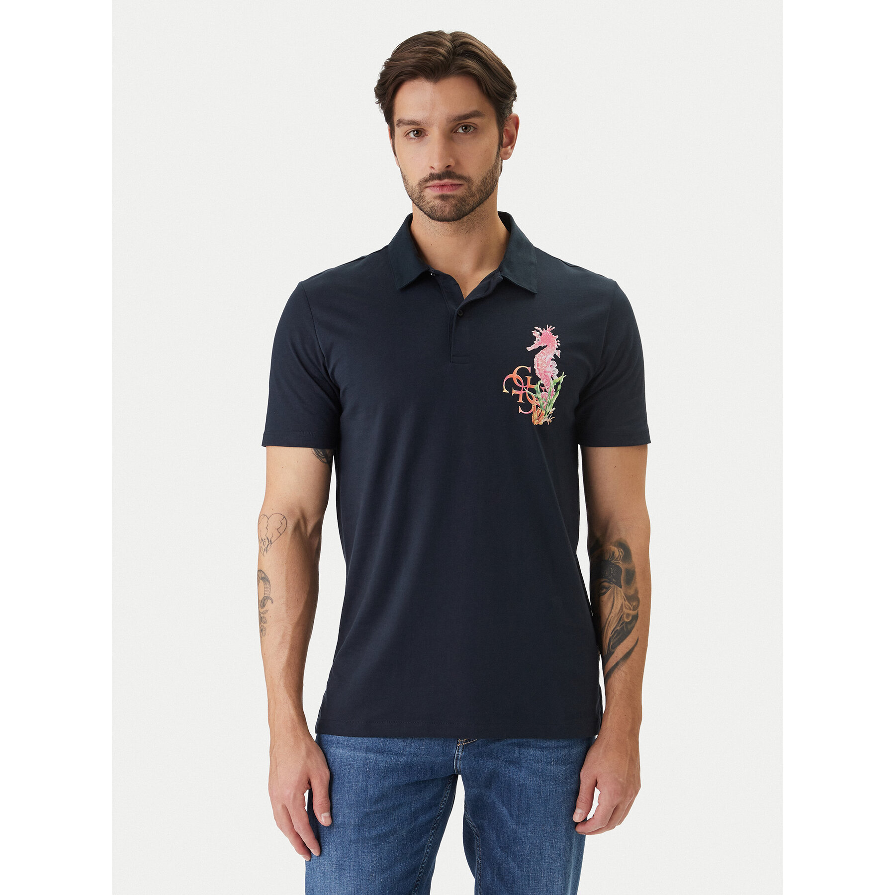 Guess Polo F6GP01 K8FQ4 Granatowy Regular Fit