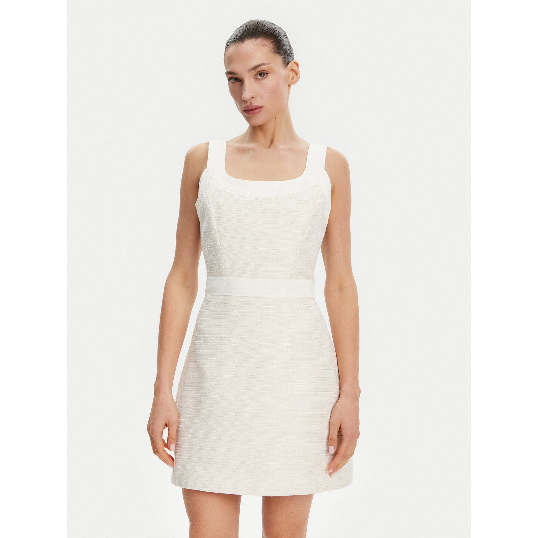 Guess Sukienka codzienna W5GK77 WH610 Écru Slim Fit