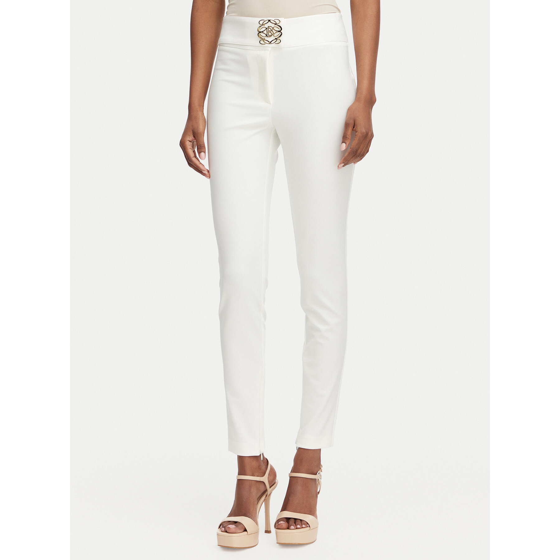 Babylon Spodnie materiałowe W E00057 Kremowy Slim Fit