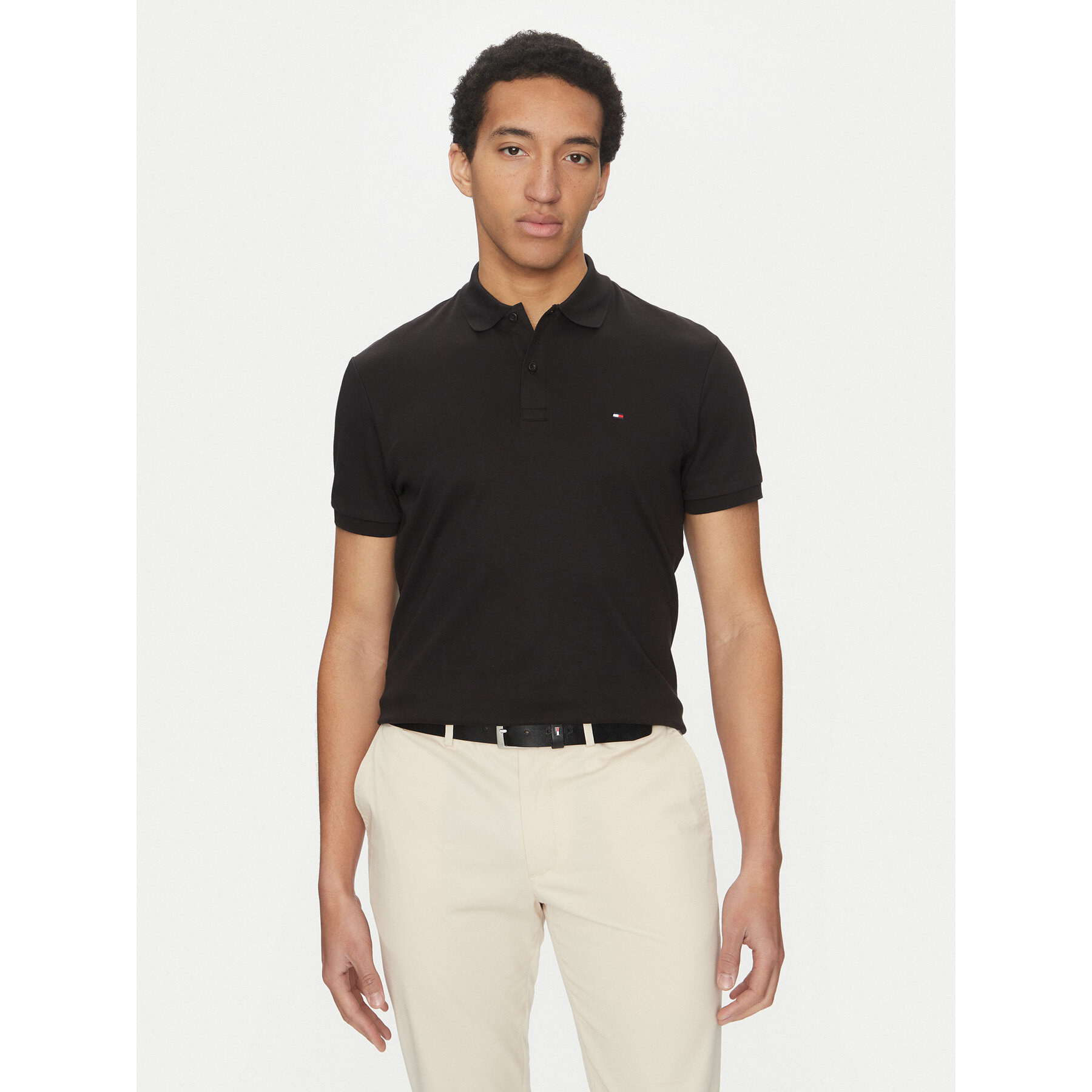 Tommy Hilfiger Polo Essential MW0MW35585 Czarny Regular Fit