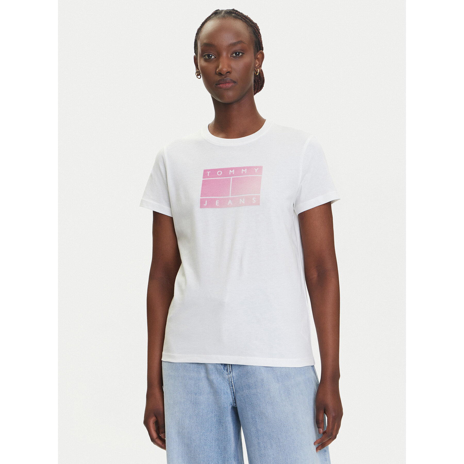 Tommy Jeans T-Shirt Gradient Flag DW0DW20905 Biały Regular Fit