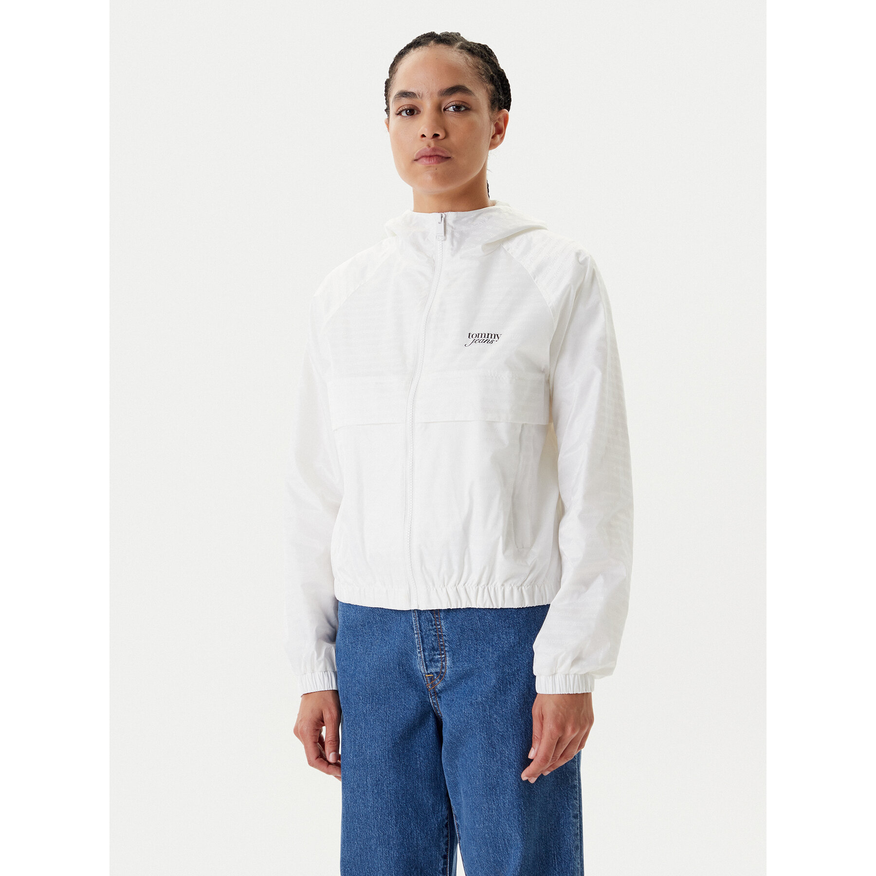 Tommy Jeans Wiatrówka Jacquard DW0DW20952 Écru Relaxed Fit