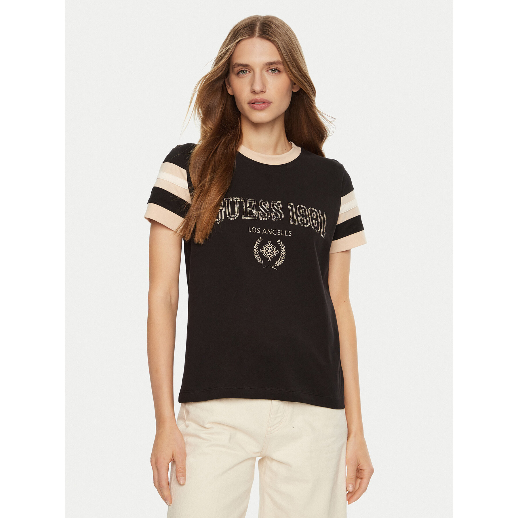 Guess T-Shirt V5RI00 KA260 Brązowy Regular Fit