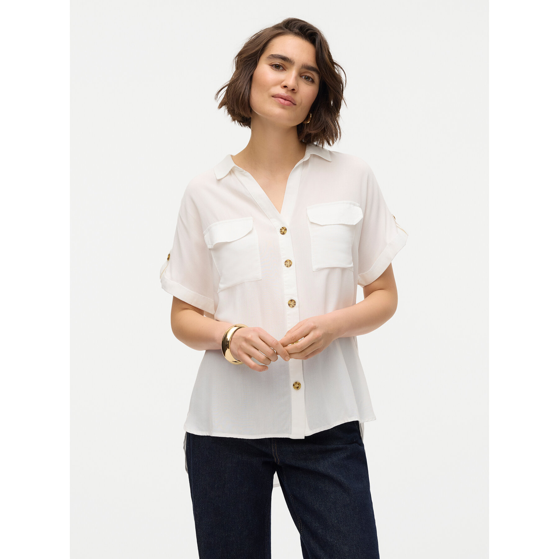 Vero Moda Koszula Bumpy 10310139 Biały Regular Fit