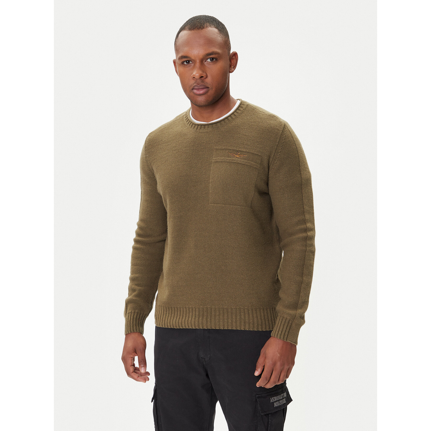 Aeronautica Militare Sweter 252MA1586UL00904 Zielony Regular Fit