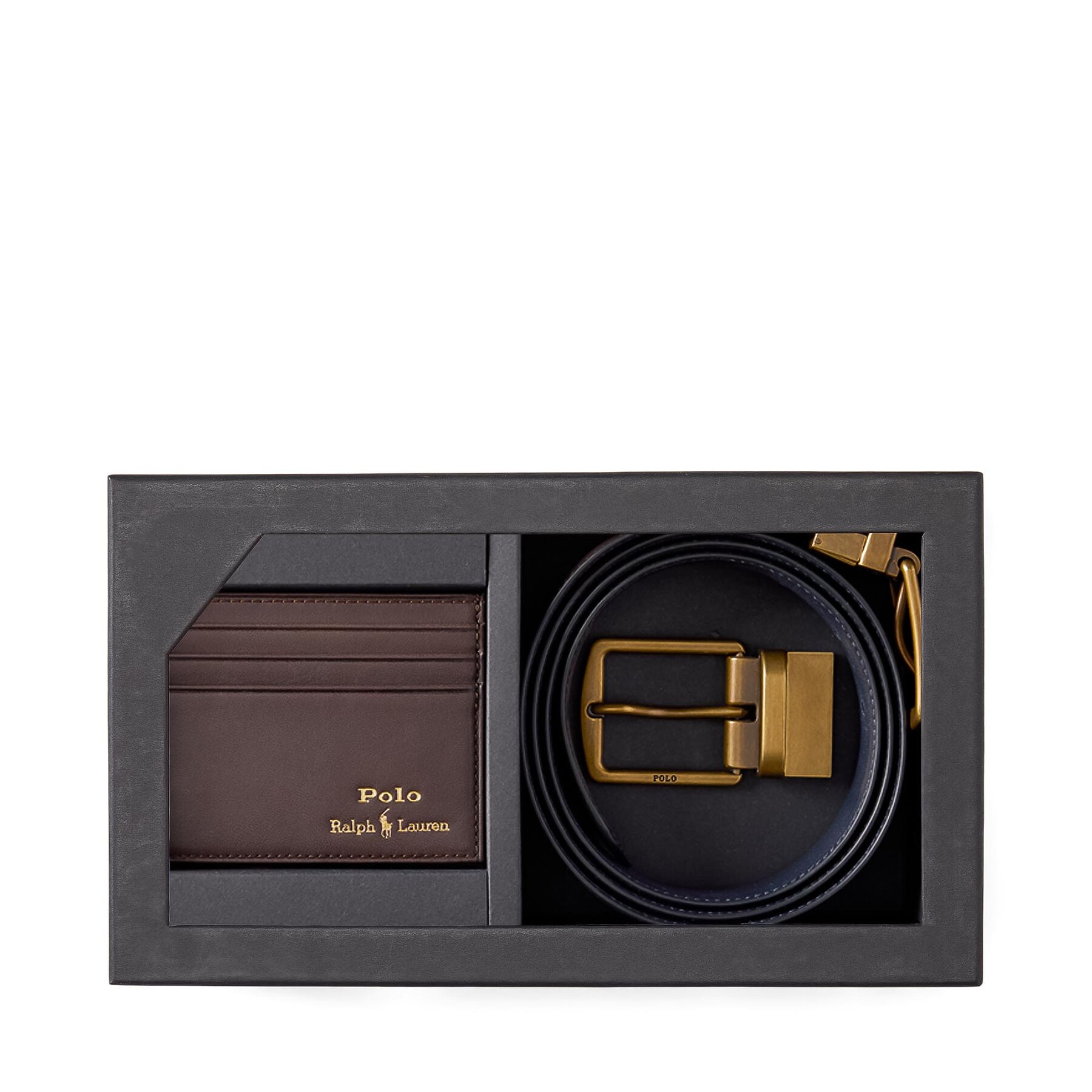 Polo Ralph Lauren Zestaw etui na karty i pasek 405880721002 Brązowy