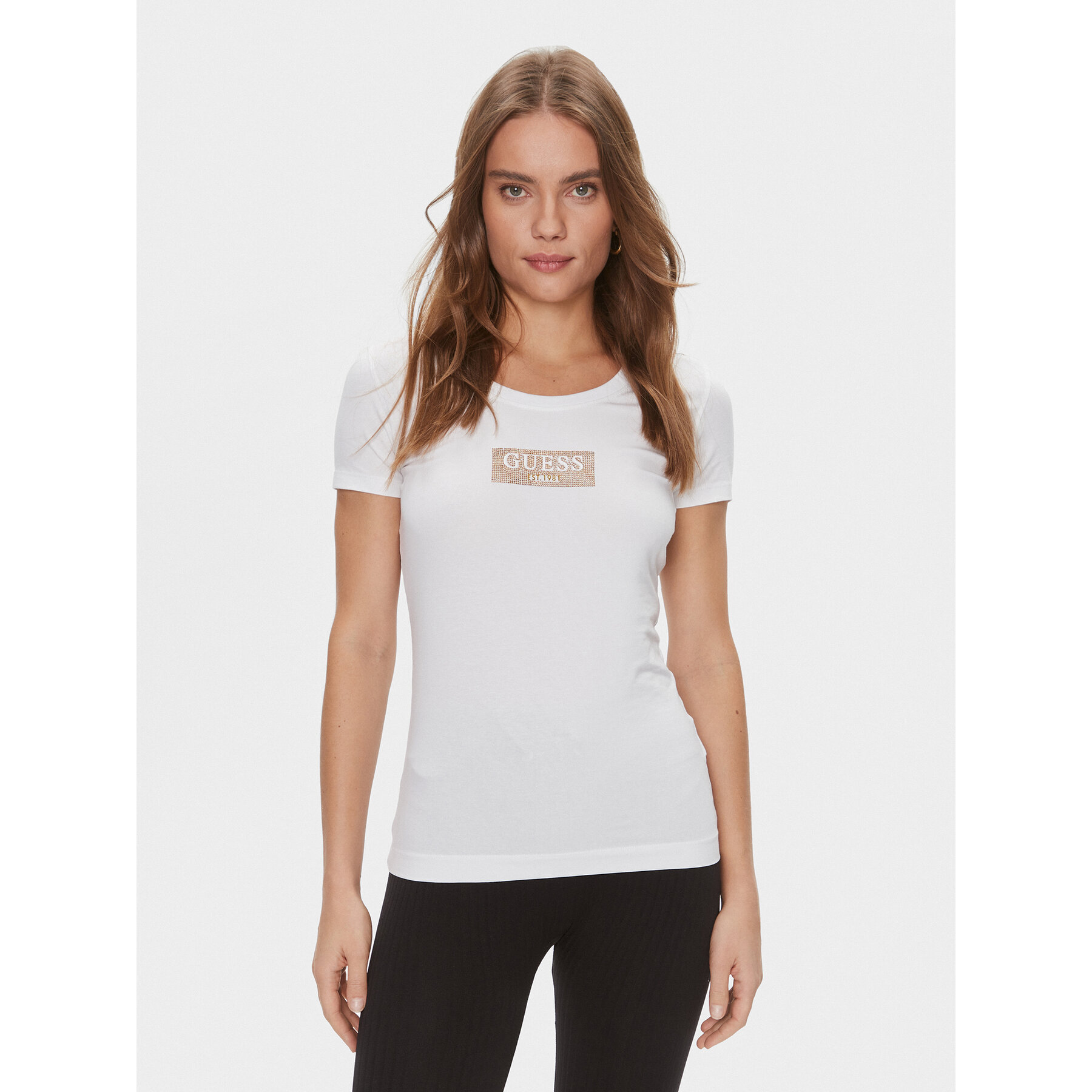 Guess T-Shirt W4RI33 J1314 Biały Slim Fit