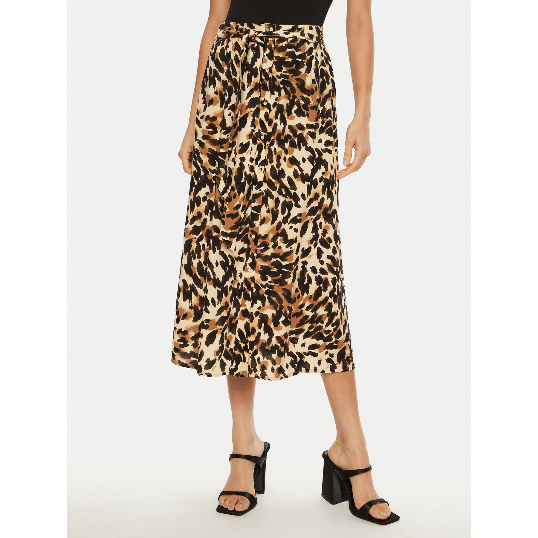 YAS Spódnica midi Savanna 26028279 Brązowy Regular Fit