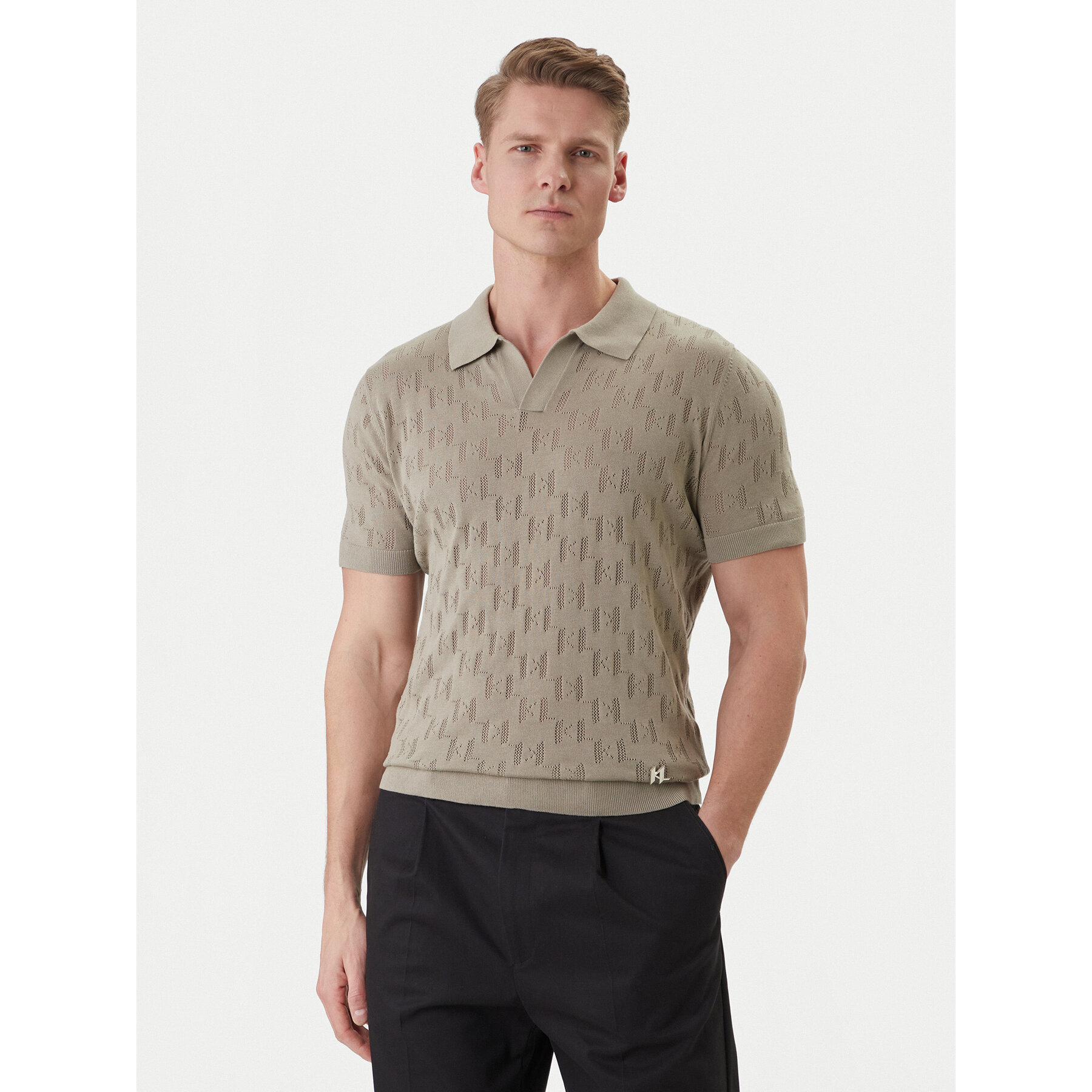KARL LAGERFELD Polo 655005 562301 Khaki Slim Fit