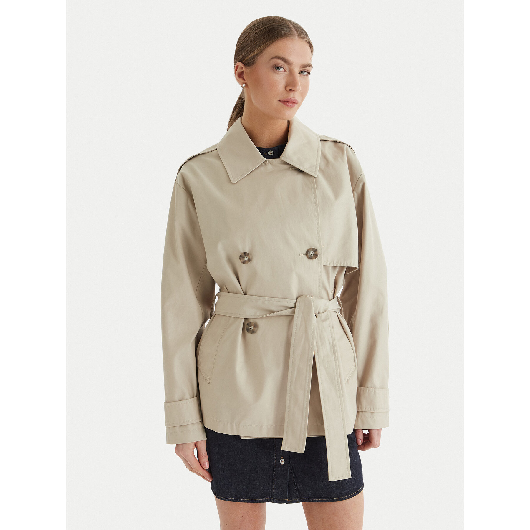 Calvin Klein Trencz LV044B540G Beżowy Regular Fit