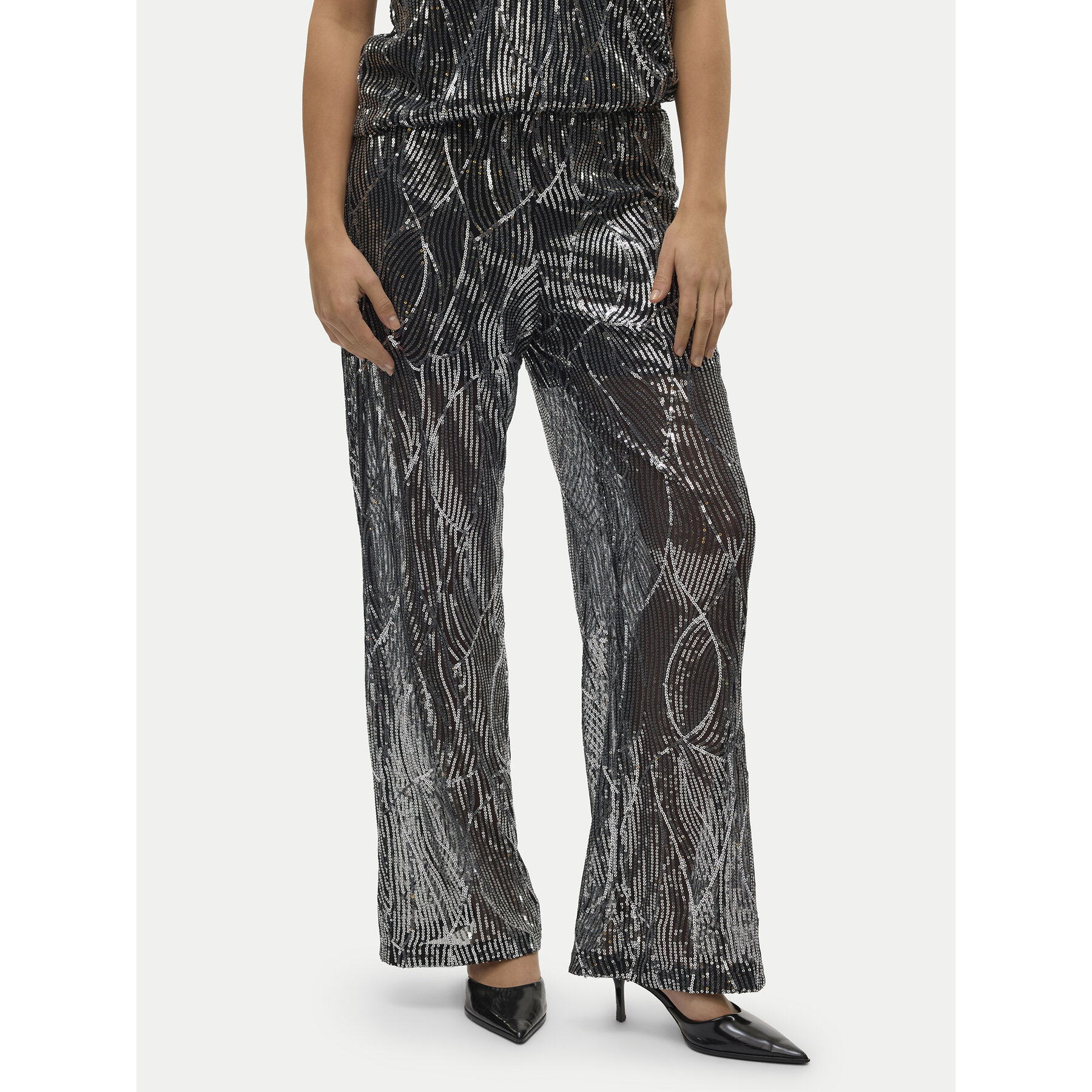 Vero Moda Spodnie materiałowe Ellen 10319016 Czarny Straight Fit