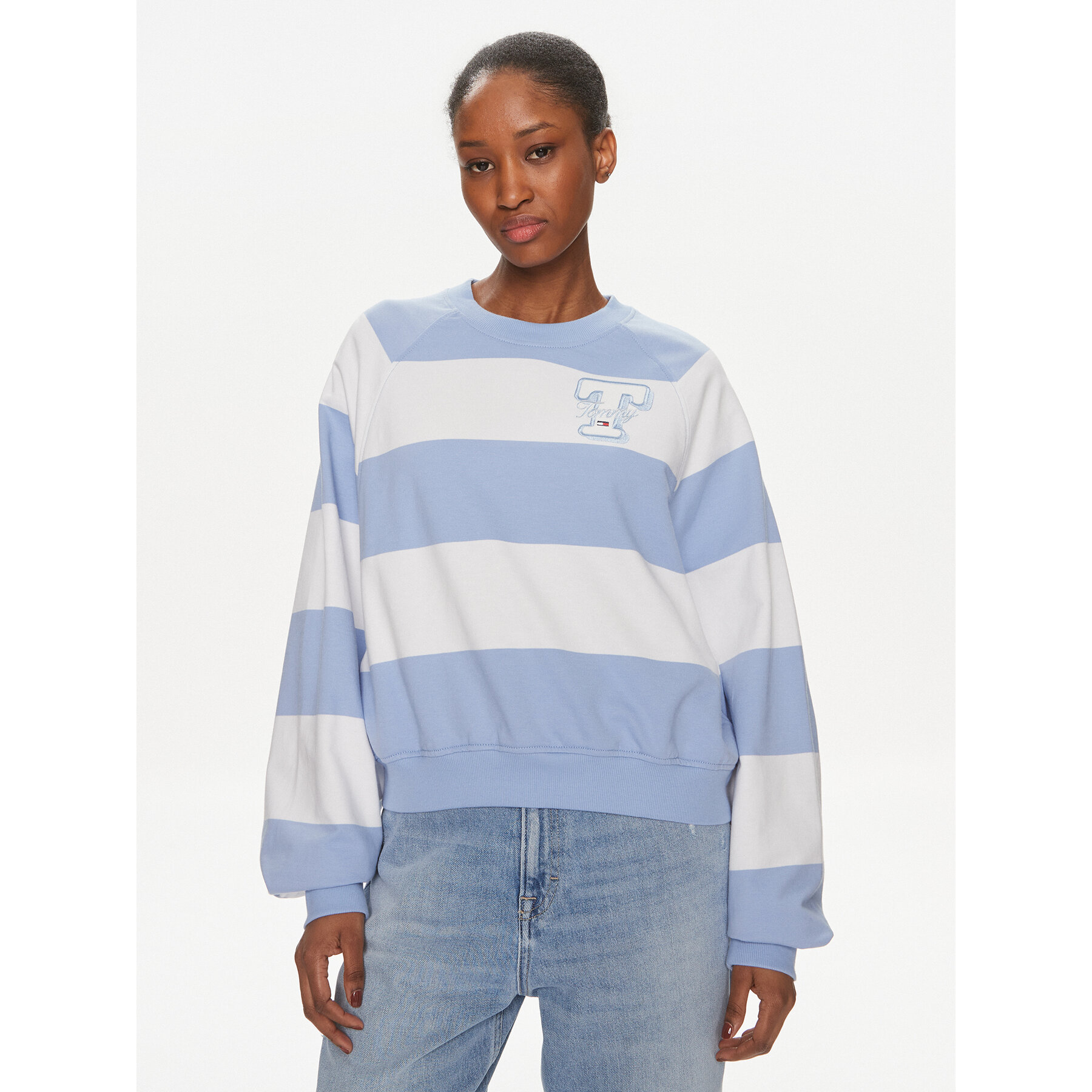 Tommy Jeans Bluza Letterman DW0DW17789 Niebieski Relaxed Fit